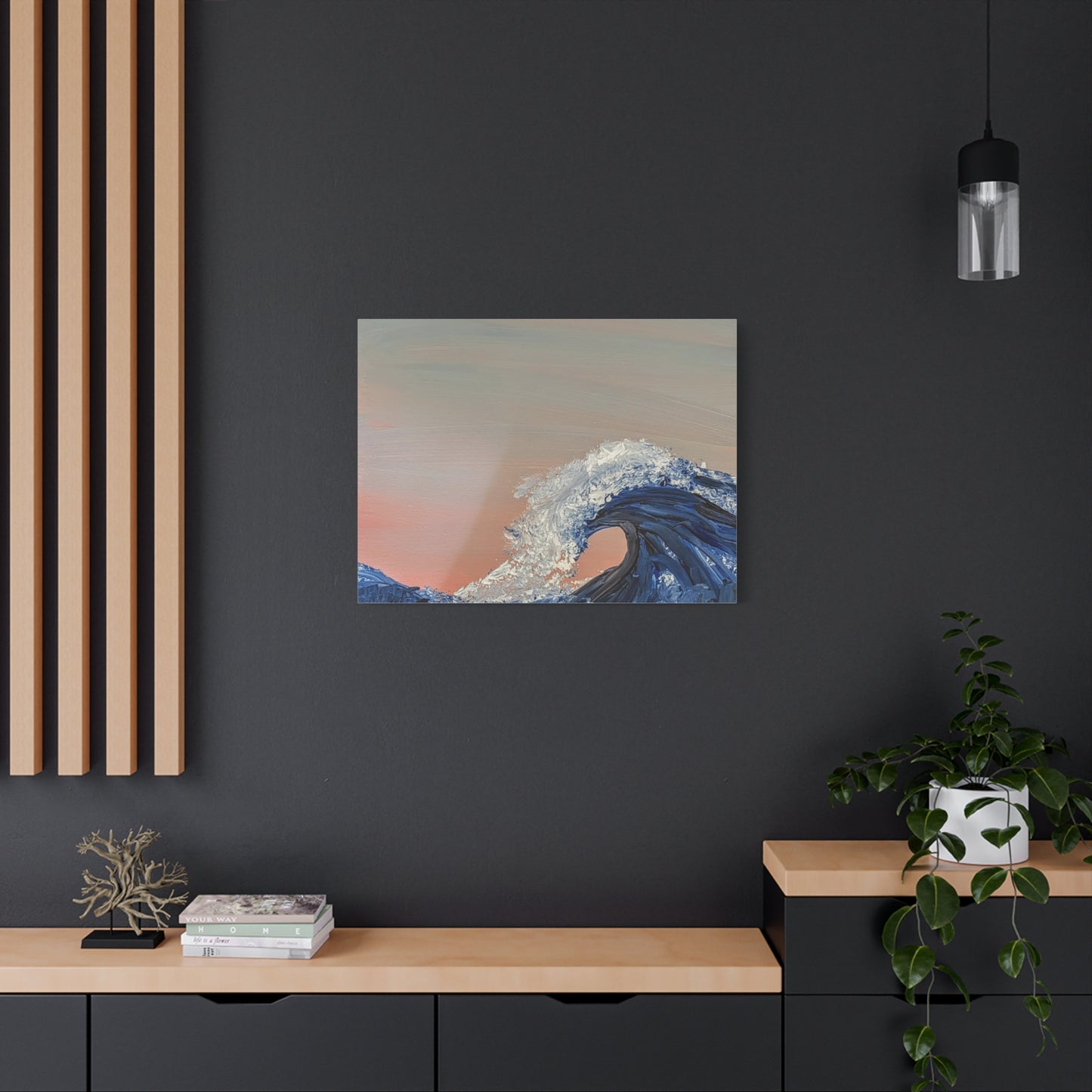 California_Coast - Ocean Wave Canvas Art — Blue Wave Seascape Matte Stretched Canvas
