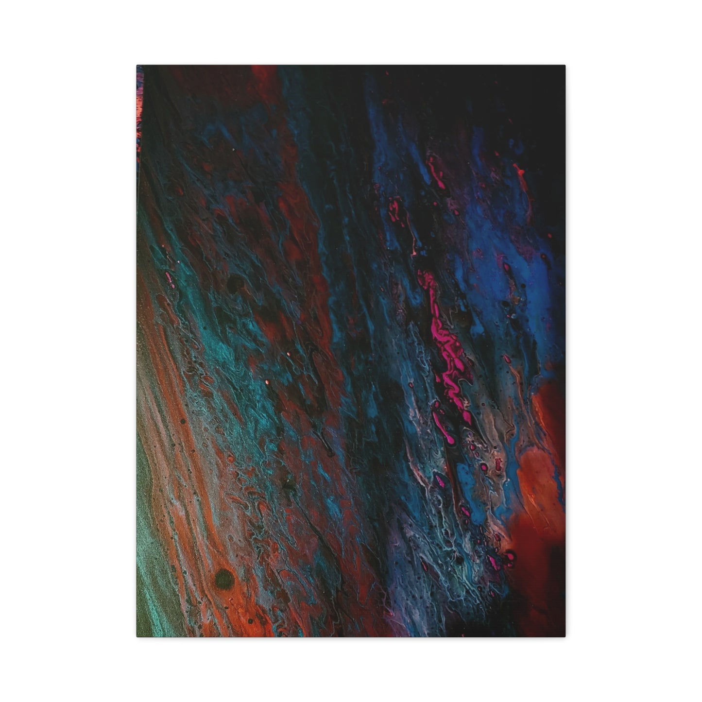 Abstract Fluid Art Canvas Wall Art - Jupiter pour — Vibrant Ocean Night Matte Stretched Canvas