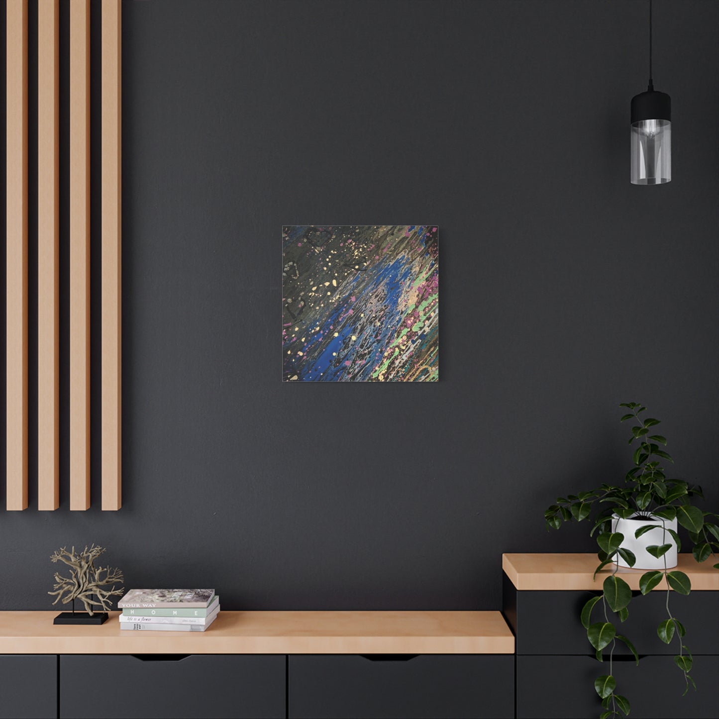 Abstract Splatter Matte Canvas Print — Colorful Fluid Art Wall Decor, Stretched 1.25"