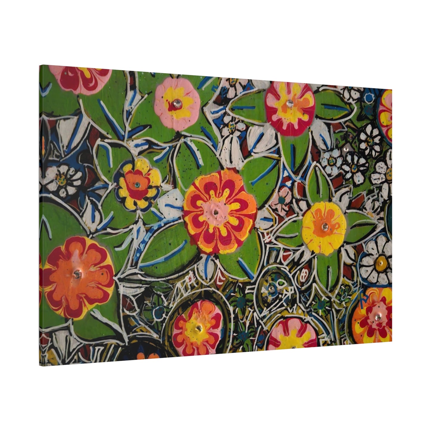 Urban_gardening-04 - Floral Pop Matte Stretched Canvas – Colorful Hand-Painted Garden Wall Art