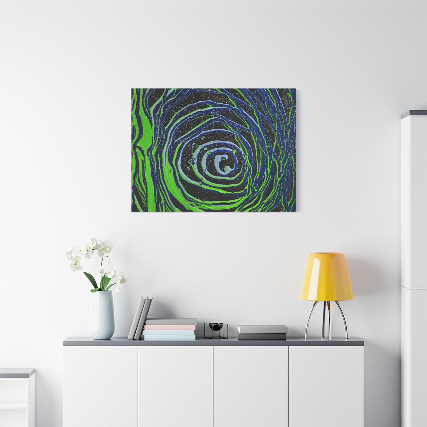 Abstract Green Swirl Matte Canvas Art — Stretched 1.25" Wall Décor
