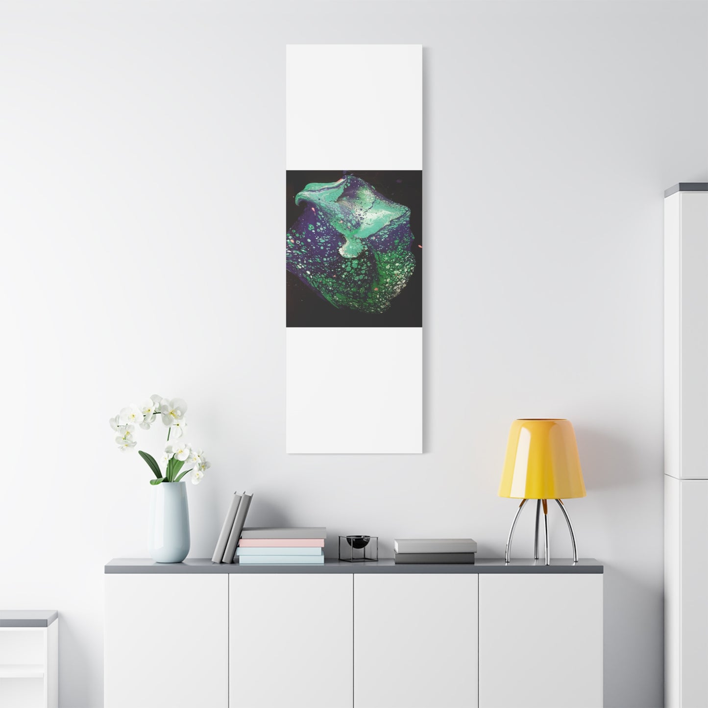 Abstract Green & Teal Fluid Art Canvas Print - Matte Stretched Wall Art