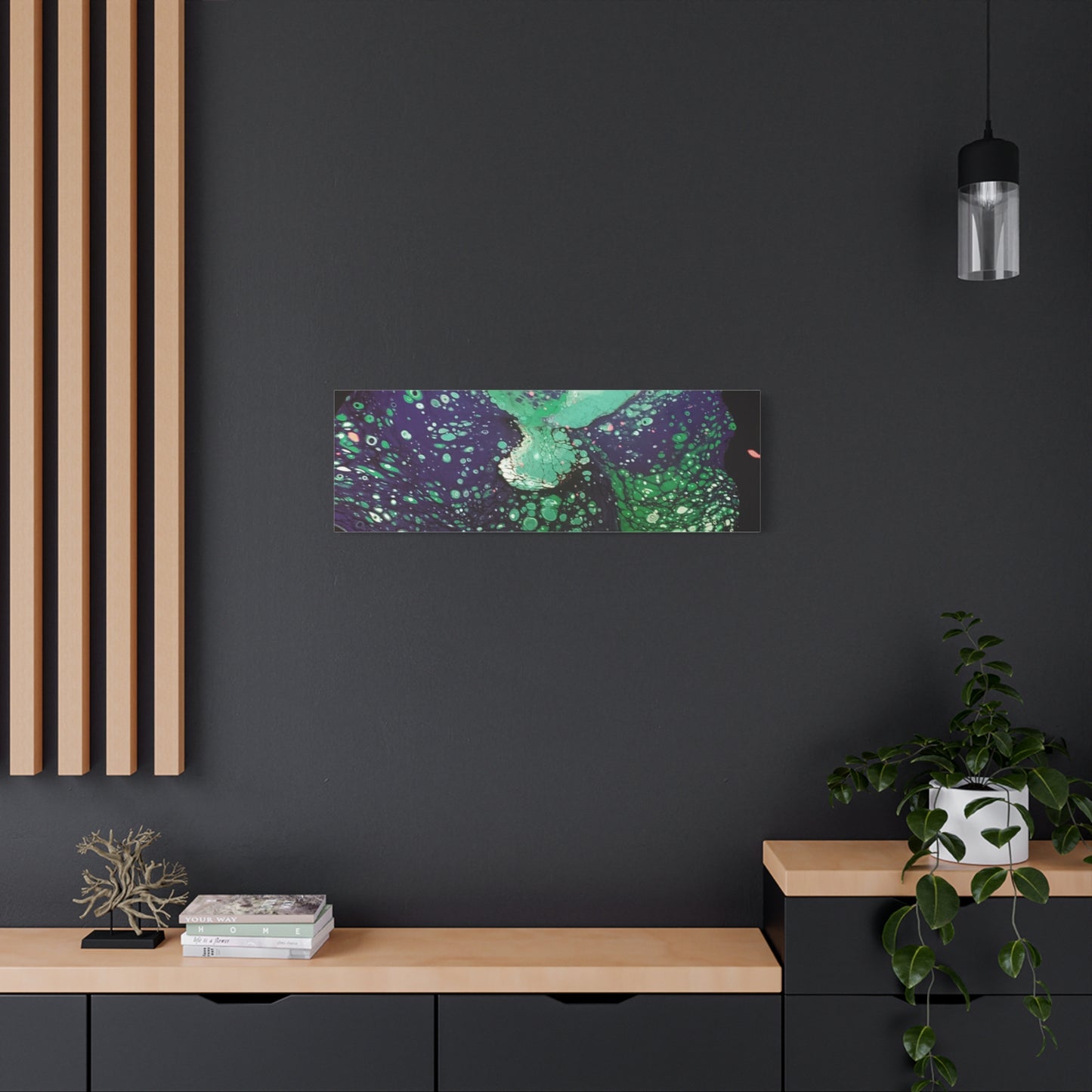 Abstract Green & Teal Fluid Art Canvas Print - Matte Stretched Wall Art
