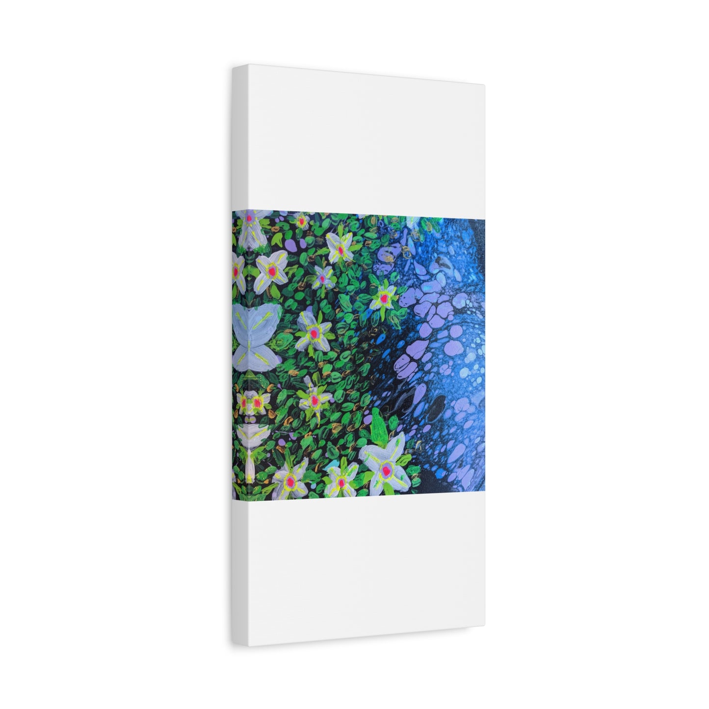 Floetrol&Flowers -  Reef Matte Canvas Wall Art — Blue & Green Abstract Flower Painting