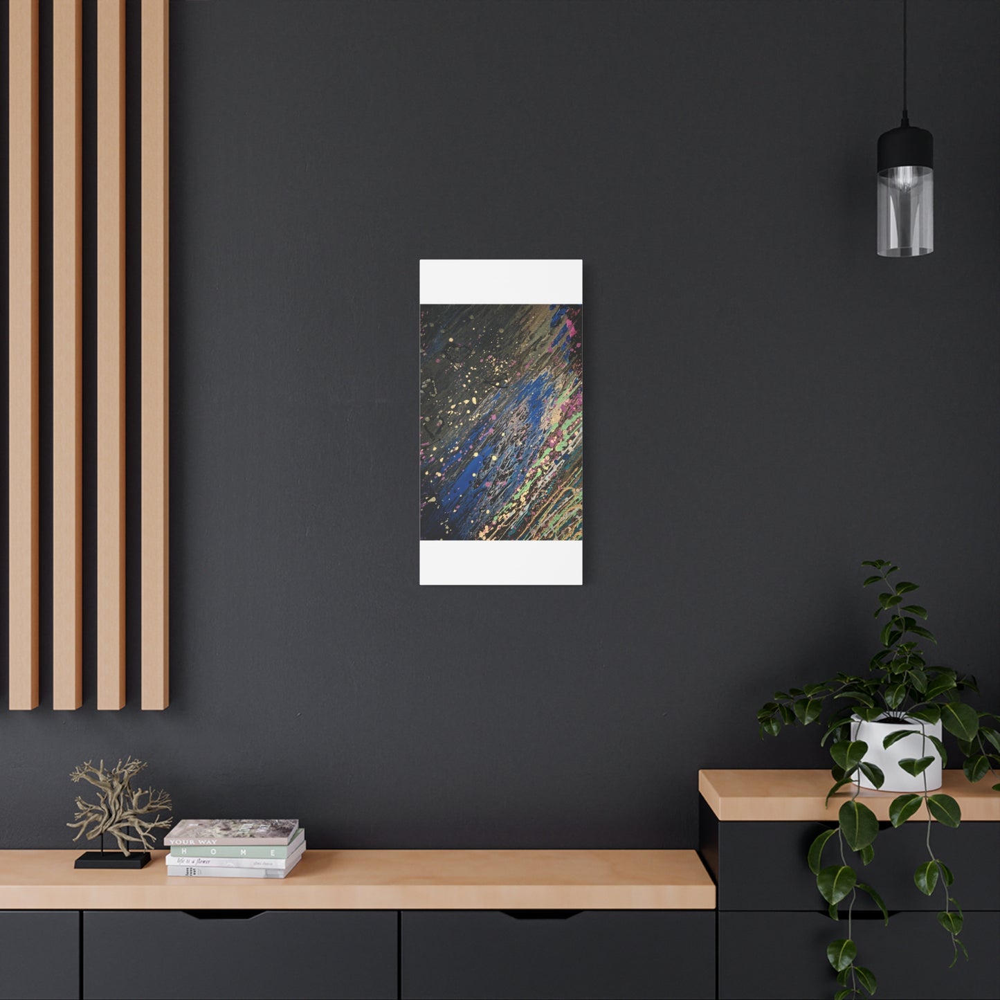 Abstract Splatter Matte Canvas Print — Colorful Fluid Art Wall Decor, Stretched 1.25"