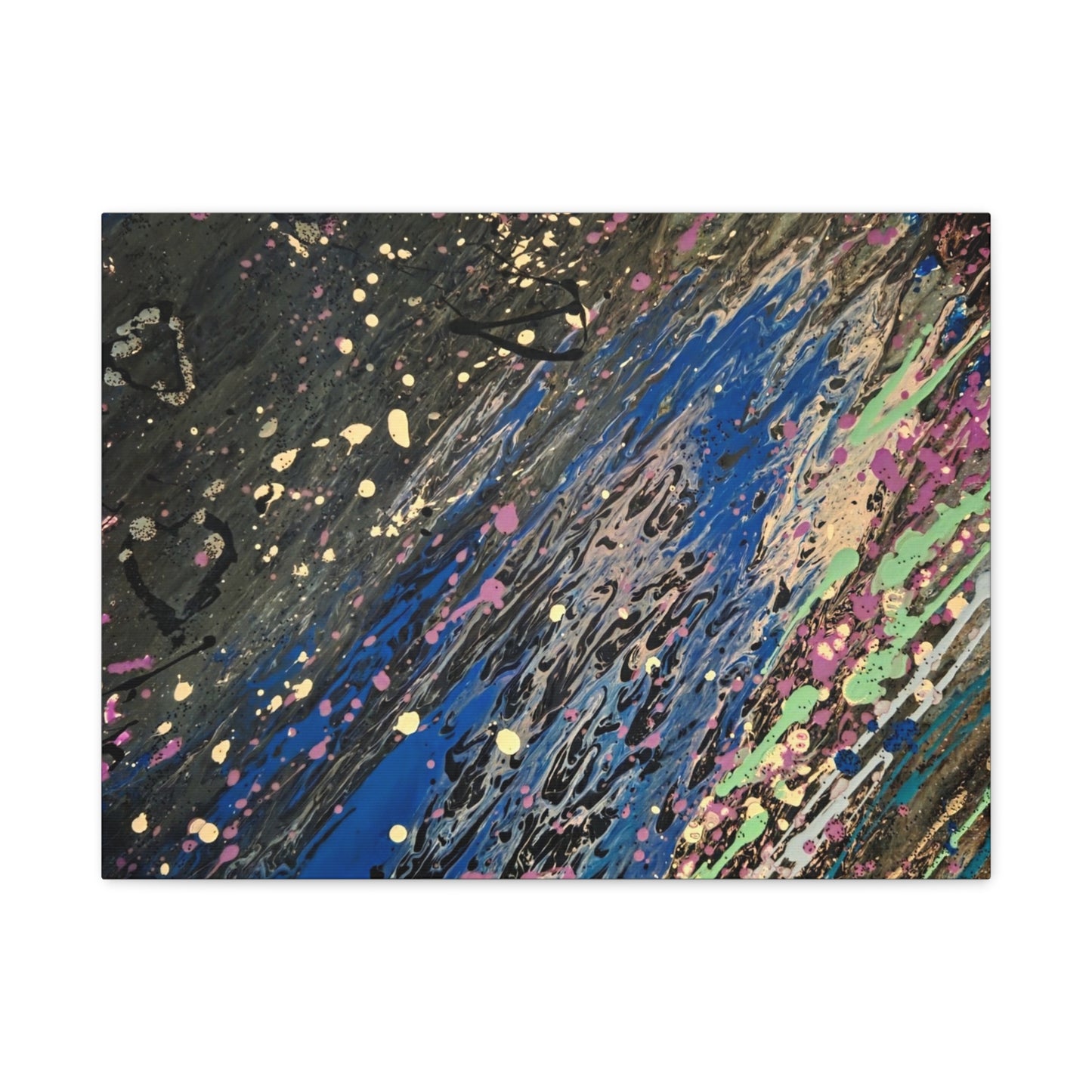 Abstract Splatter Matte Canvas Print — Colorful Fluid Art Wall Decor, Stretched 1.25"