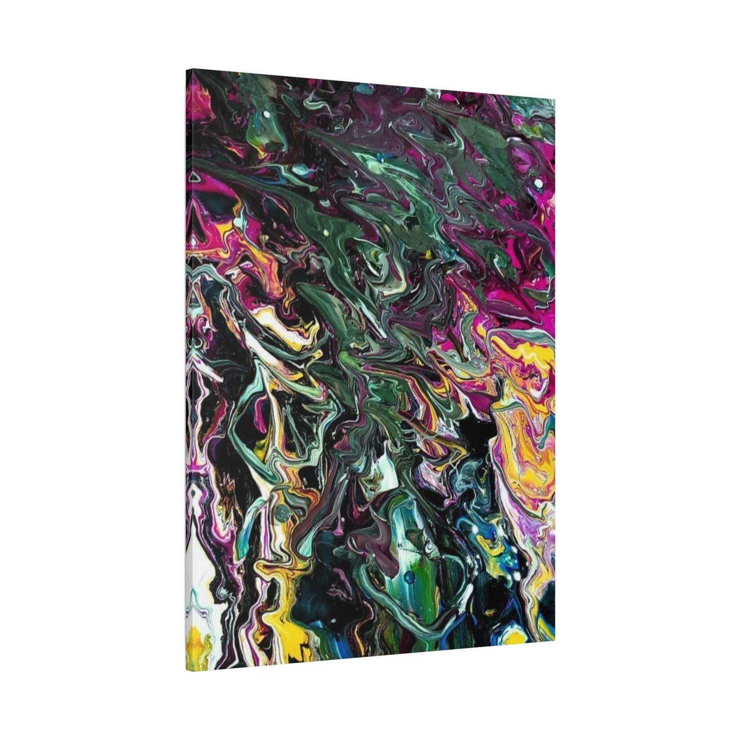 chaos in the garden - Abstract Fluid Art Matte Canvas Print - Colorful Swirl Wall Art
