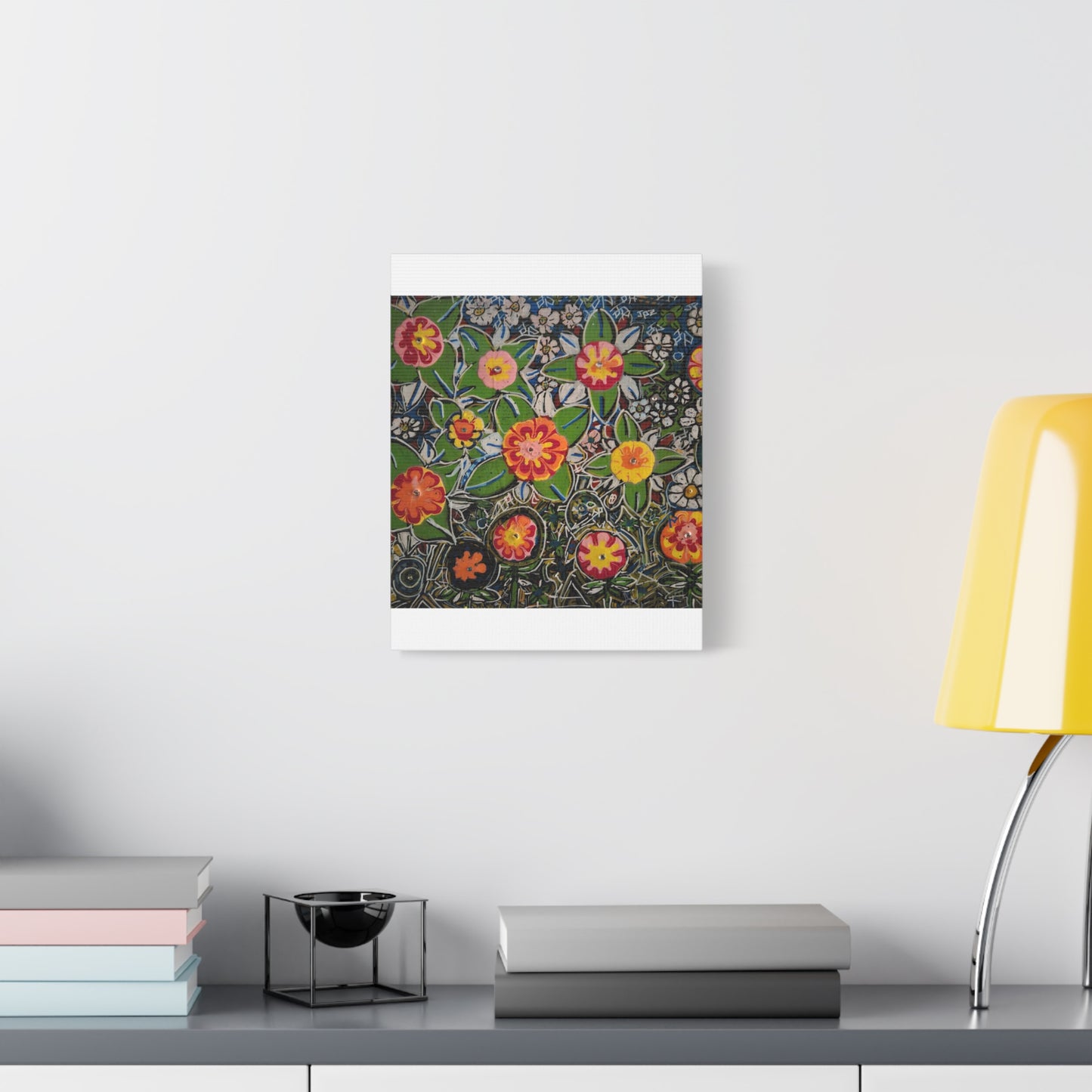 Urban_gardening-04 - Floral Pop Matte Stretched Canvas – Colorful Hand-Painted Garden Wall Art