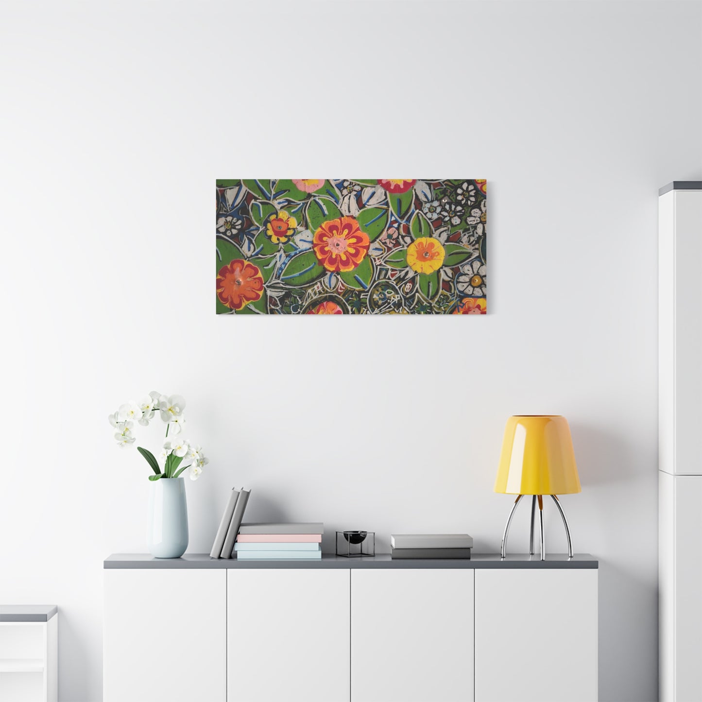 Urban_gardening-04 - Floral Pop Matte Stretched Canvas – Colorful Hand-Painted Garden Wall Art