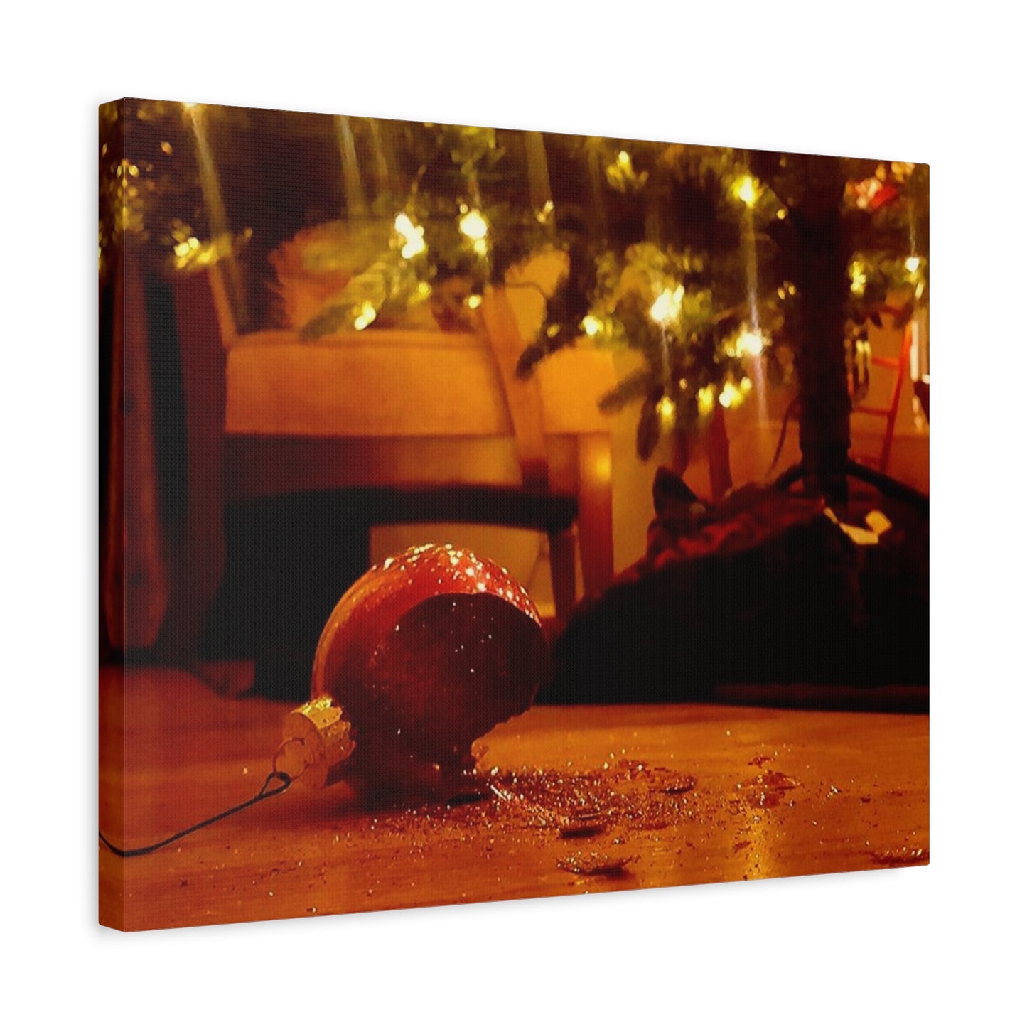Christmas Tree Ornament Photo Canvas – Cozy Holiday Still Life Wall Art