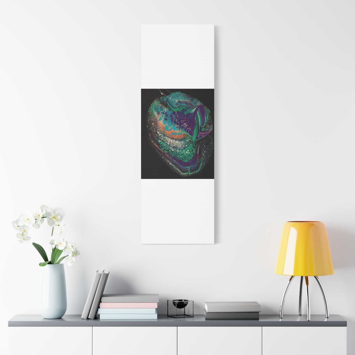 Abstract Fluid Art Canvas Print — Teal, Purple & Gold Swirl Matte Stretched Wall Art