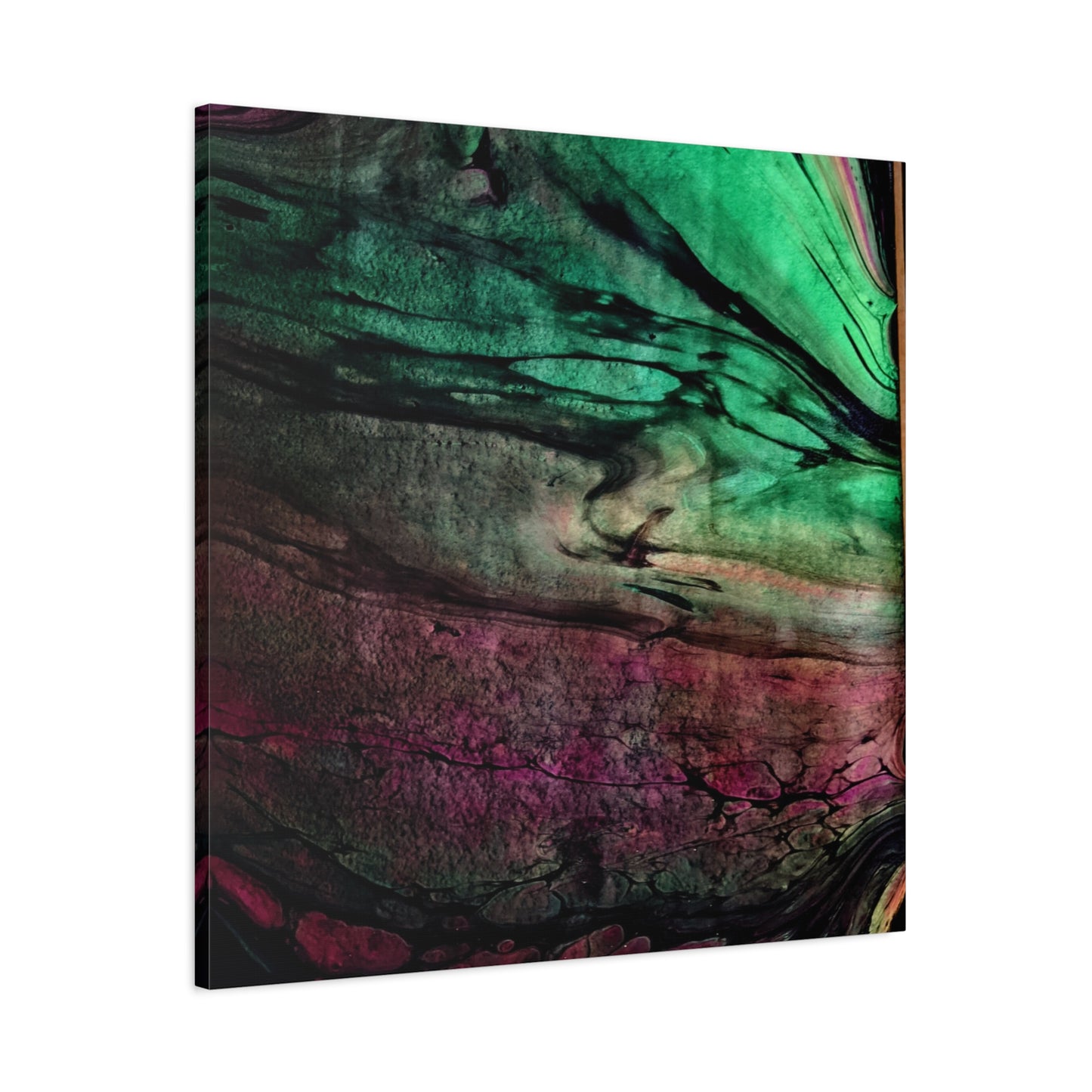 flame tempered pour - Abstract Teal & Magenta Canvas Wall Art — Matte Stretched 1.25"