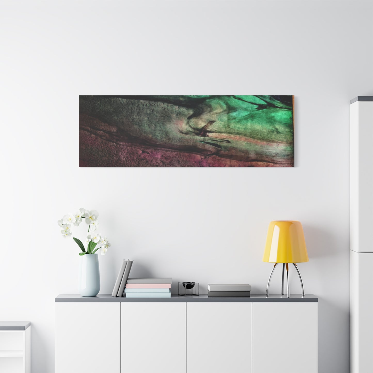 flame tempered pour - Abstract Teal & Magenta Canvas Wall Art — Matte Stretched 1.25"
