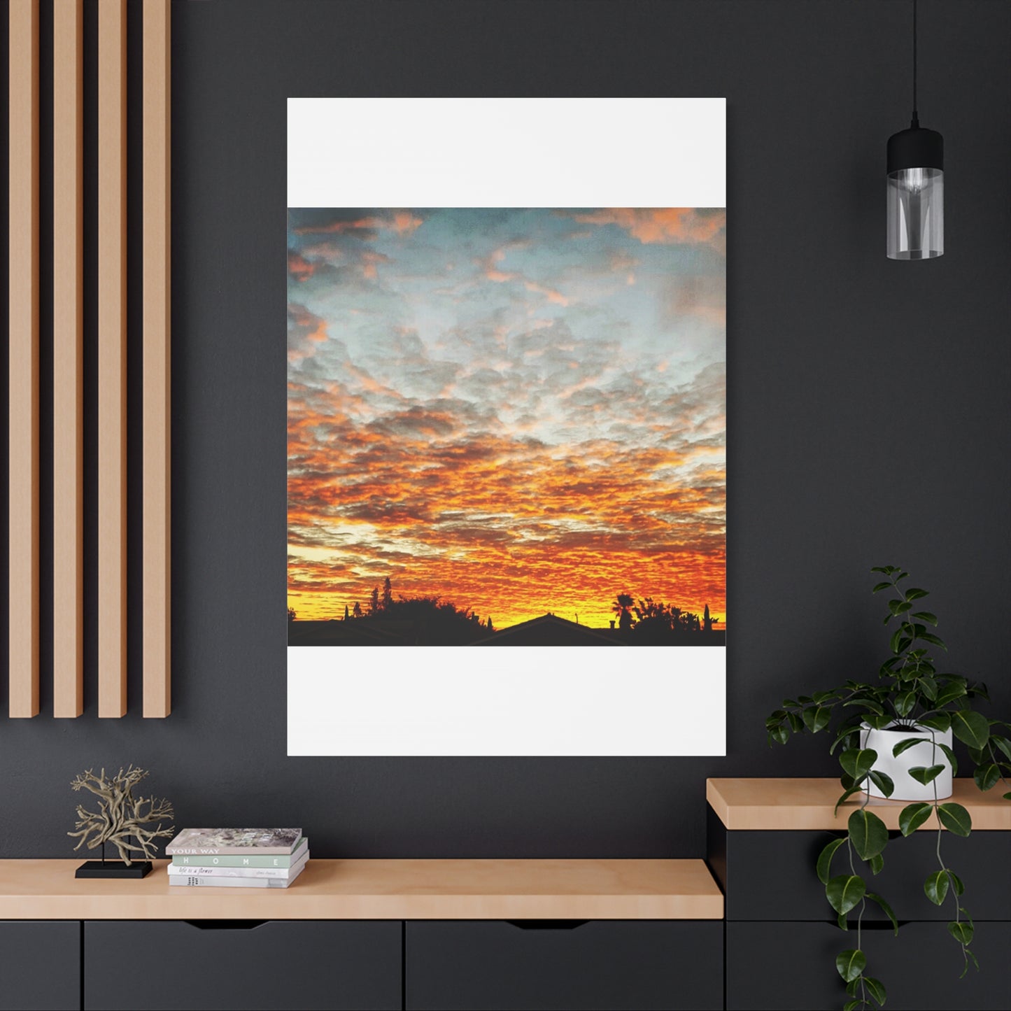 Sunset Sky Canvas Print — Orange Cloudscape Matte Stretched Wall Art