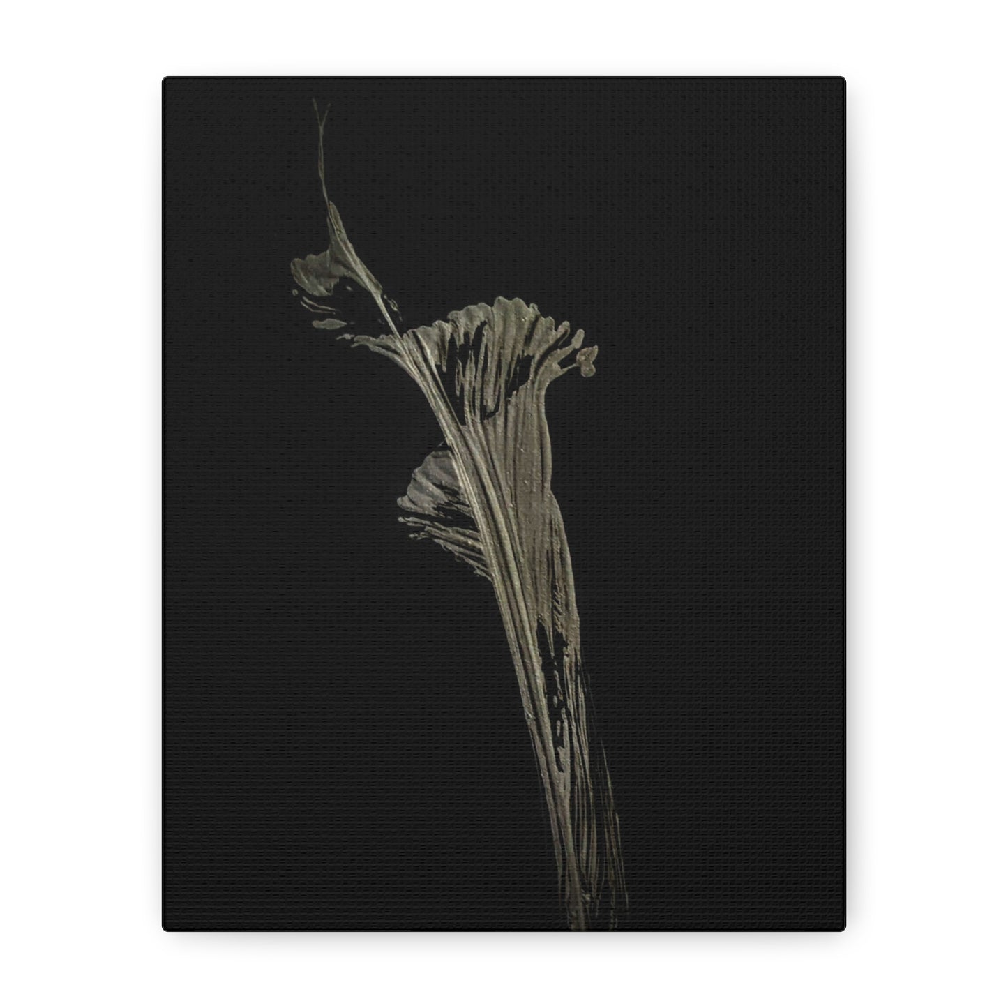 Calla Lilly - Minimalist Botanical Canvas Print — Monochrome Flower Art on Black Matte