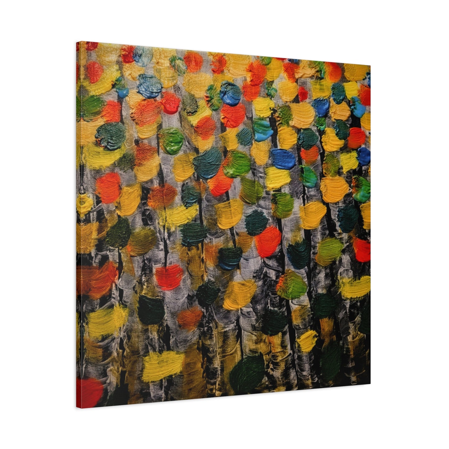 birch trees with color strokes - Abstract Color Bloom Matte Canvas Wall Art — Stretched 1.25"