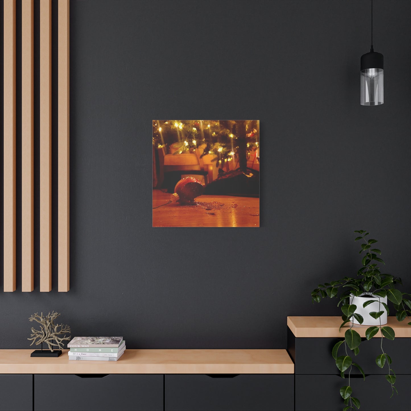 Christmas Tree Ornament Photo Canvas – Cozy Holiday Still Life Wall Art