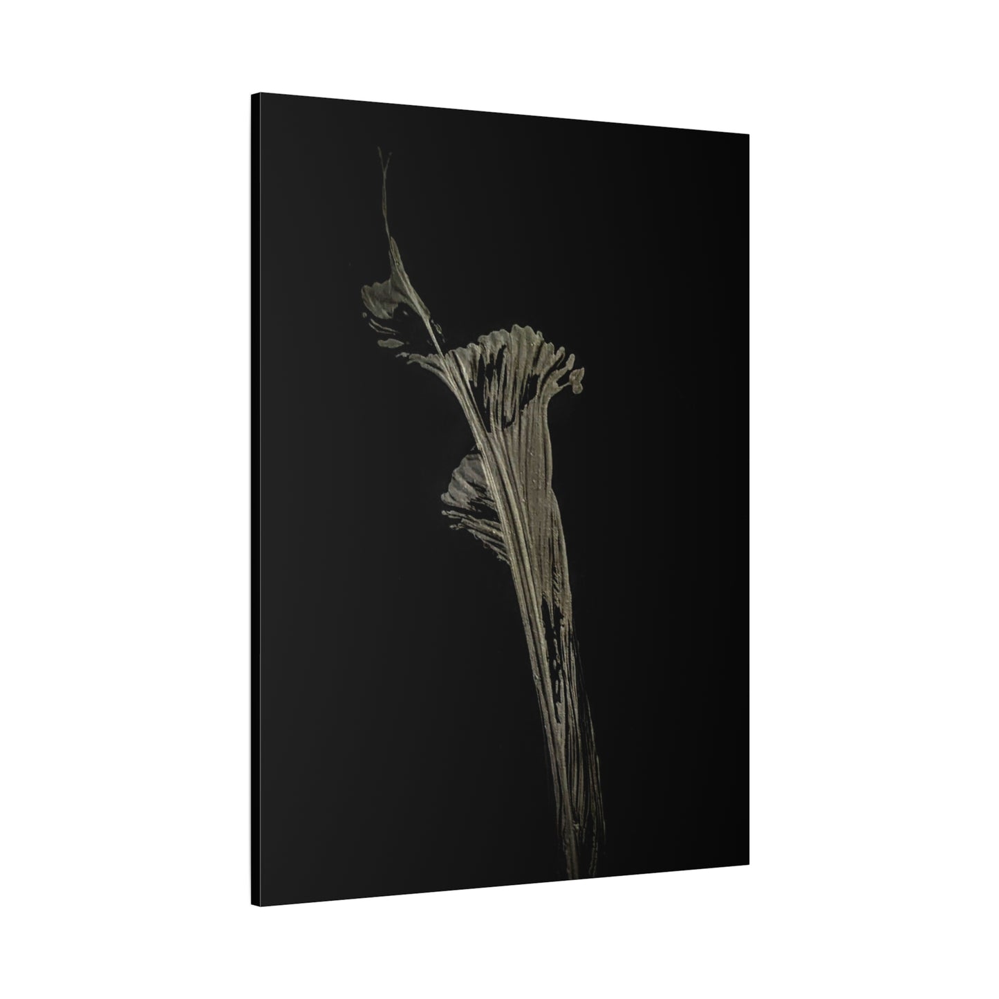 Calla Lilly - Minimalist Botanical Canvas Print — Monochrome Flower Art on Black Matte