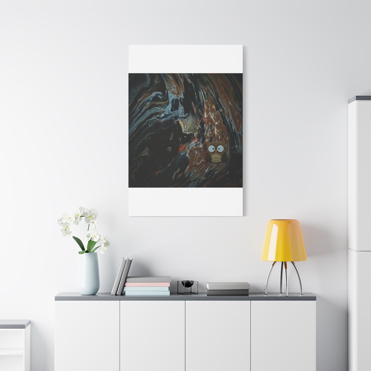 Abstract Swirl Owl Matte Canvas Print