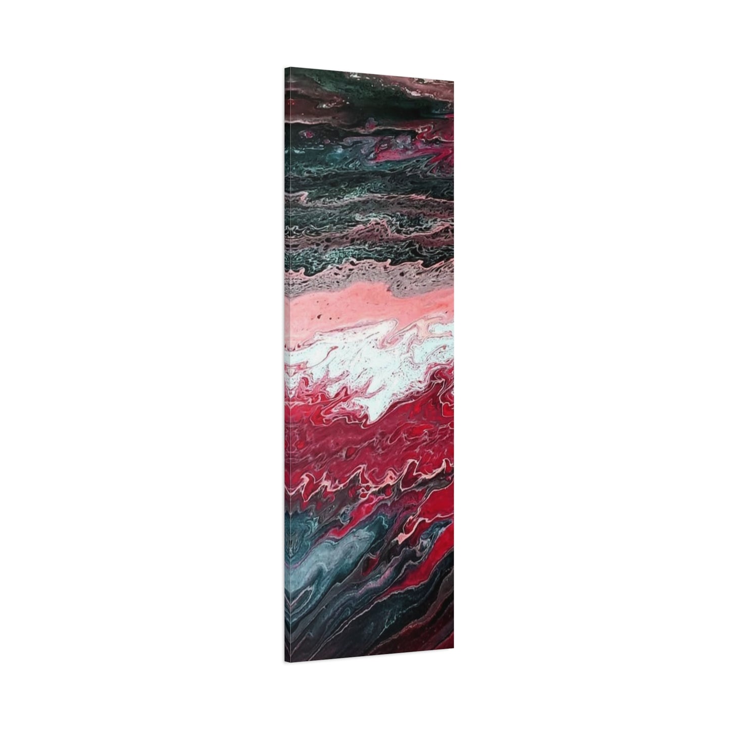 Abstract Pink & Red Fluid Art Canvas — Matte Stretched Wall Art