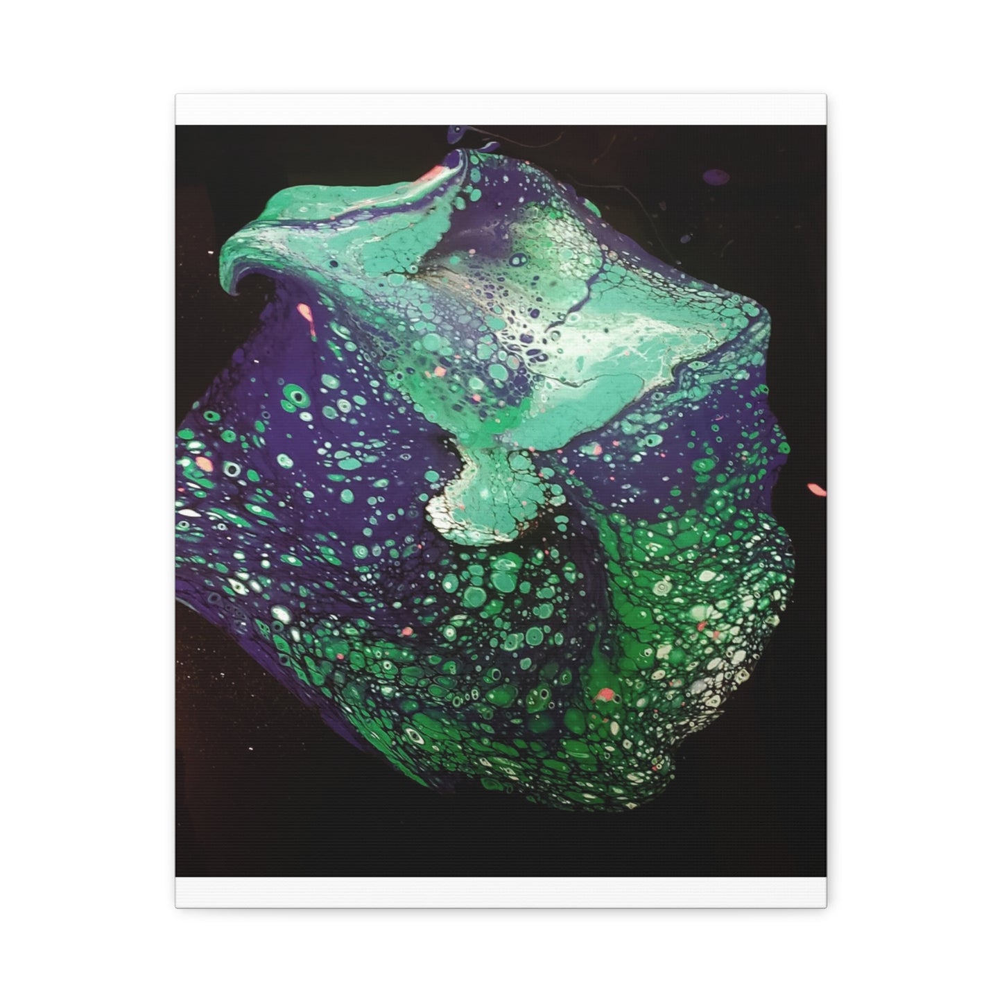 Abstract Green & Teal Fluid Art Canvas Print - Matte Stretched Wall Art