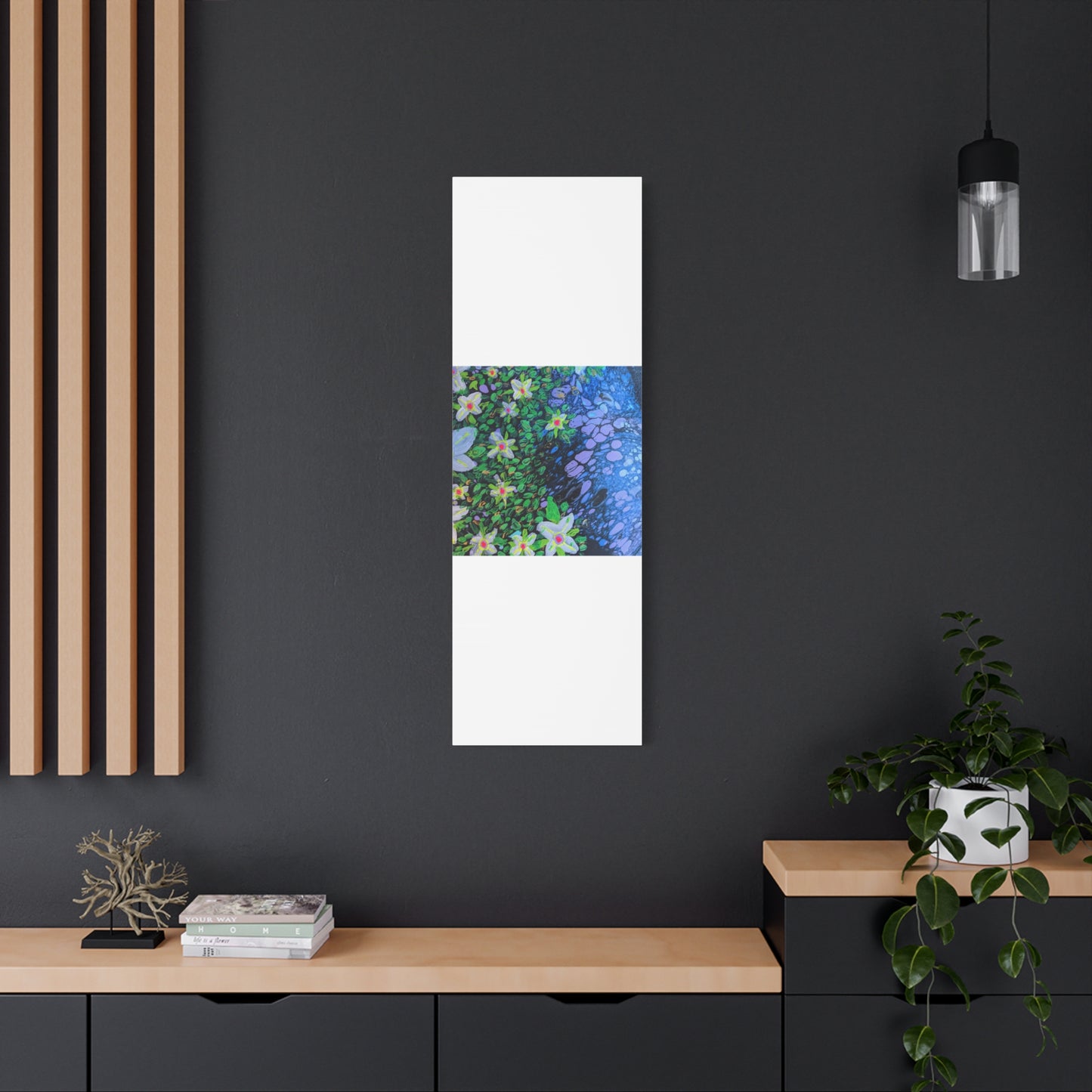 Floetrol&Flowers -  Reef Matte Canvas Wall Art — Blue & Green Abstract Flower Painting