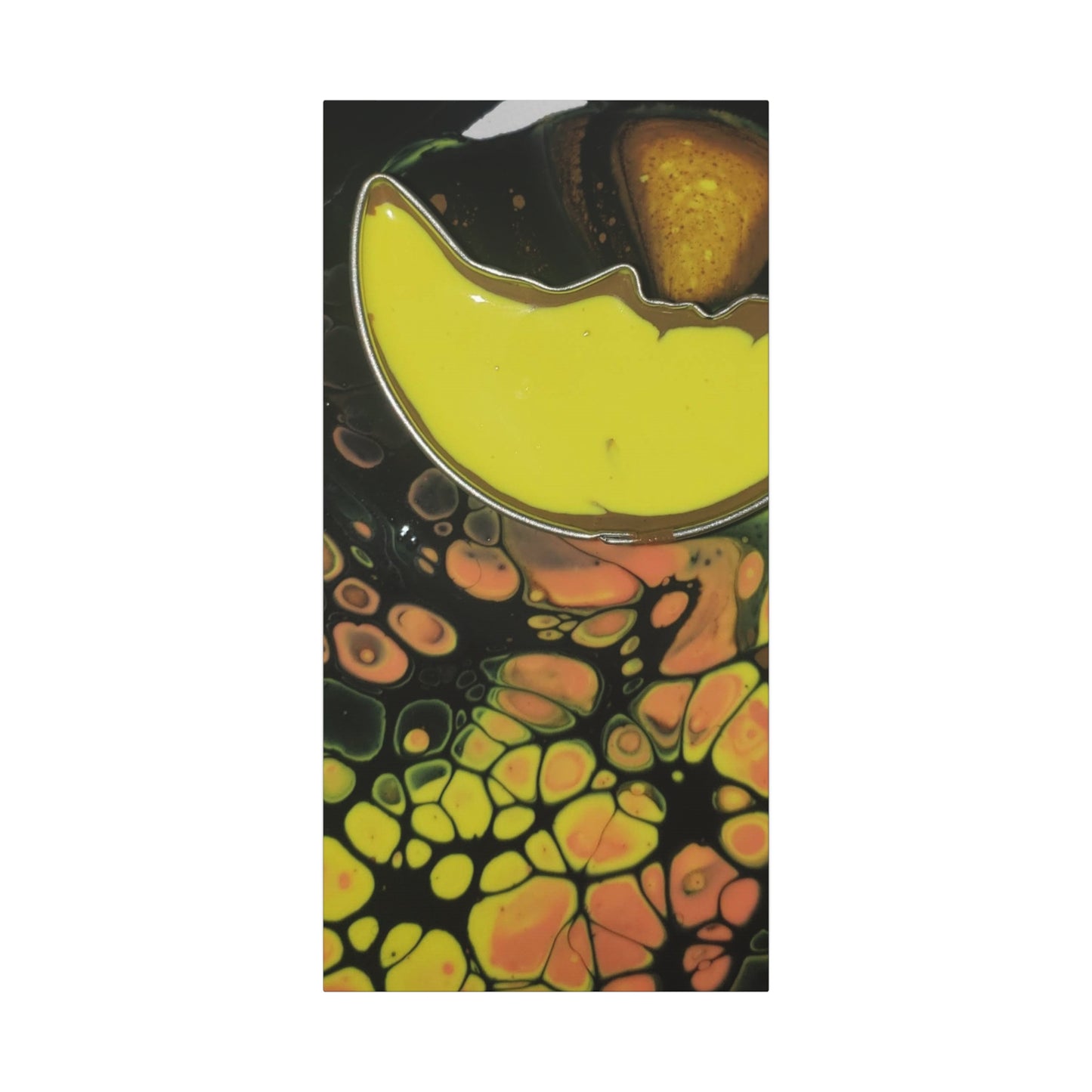 Abstract Fluid Art Canvas Print — Yellow & Black Cell Pour
