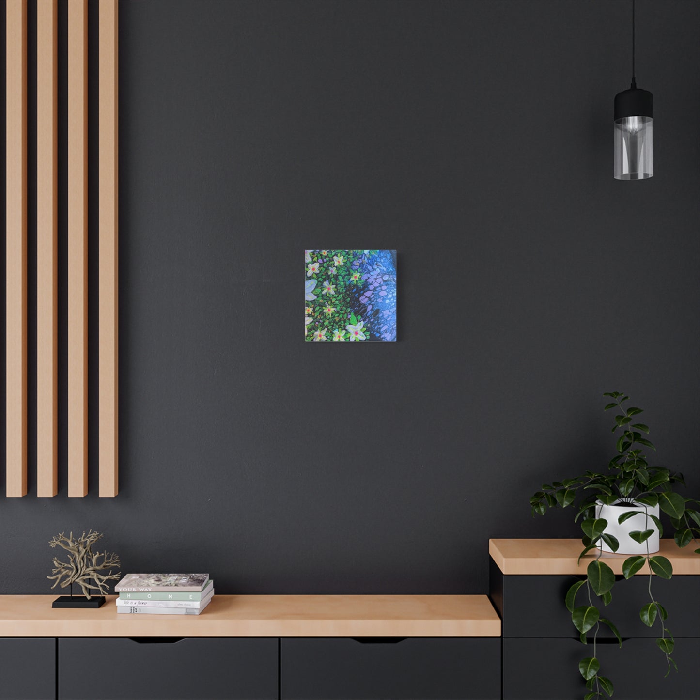 Floetrol&Flowers -  Reef Matte Canvas Wall Art — Blue & Green Abstract Flower Painting