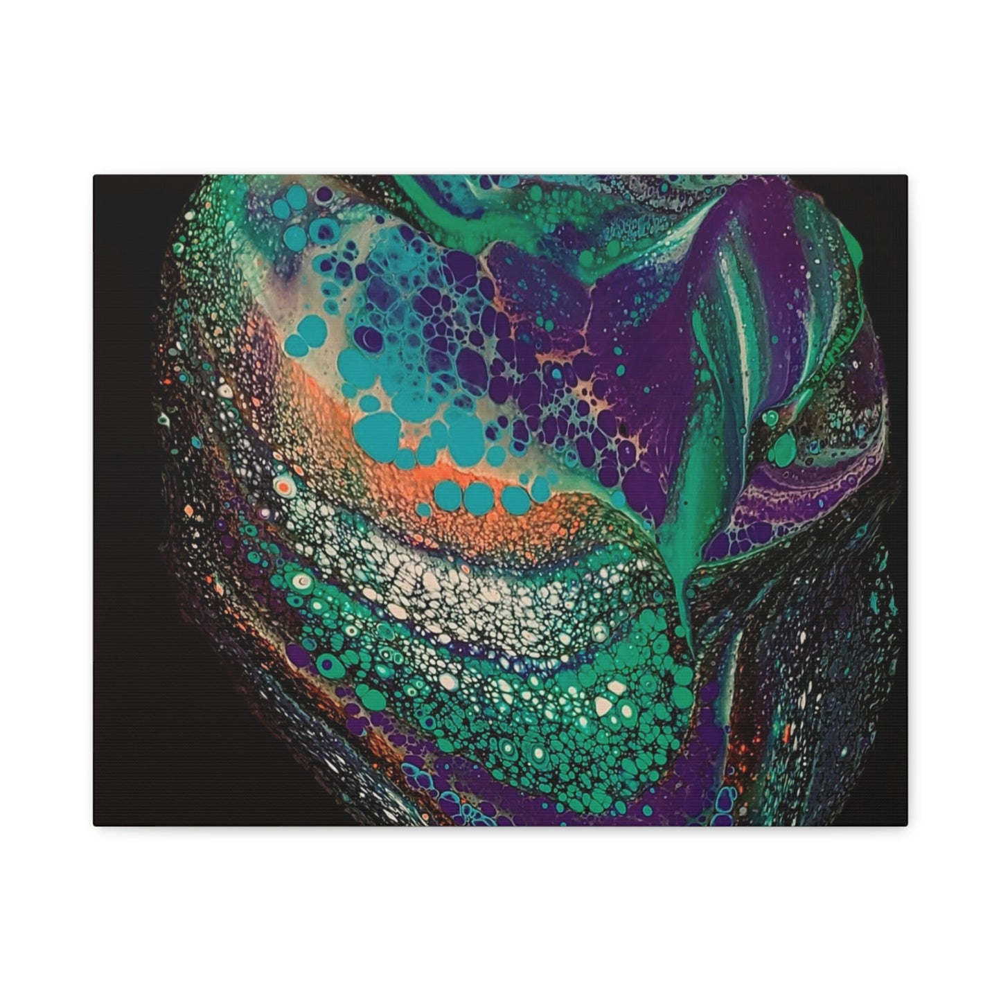 Abstract Fluid Art Canvas Print — Teal, Purple & Gold Swirl Matte Stretched Wall Art