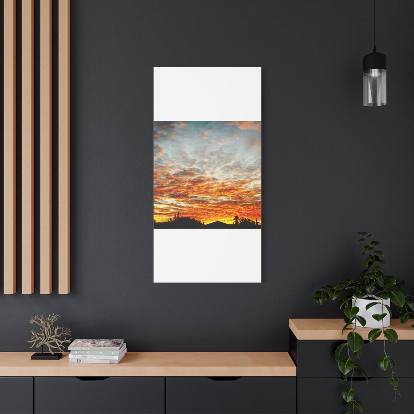 Sunset Sky Canvas Print — Orange Cloudscape Matte Stretched Wall Art