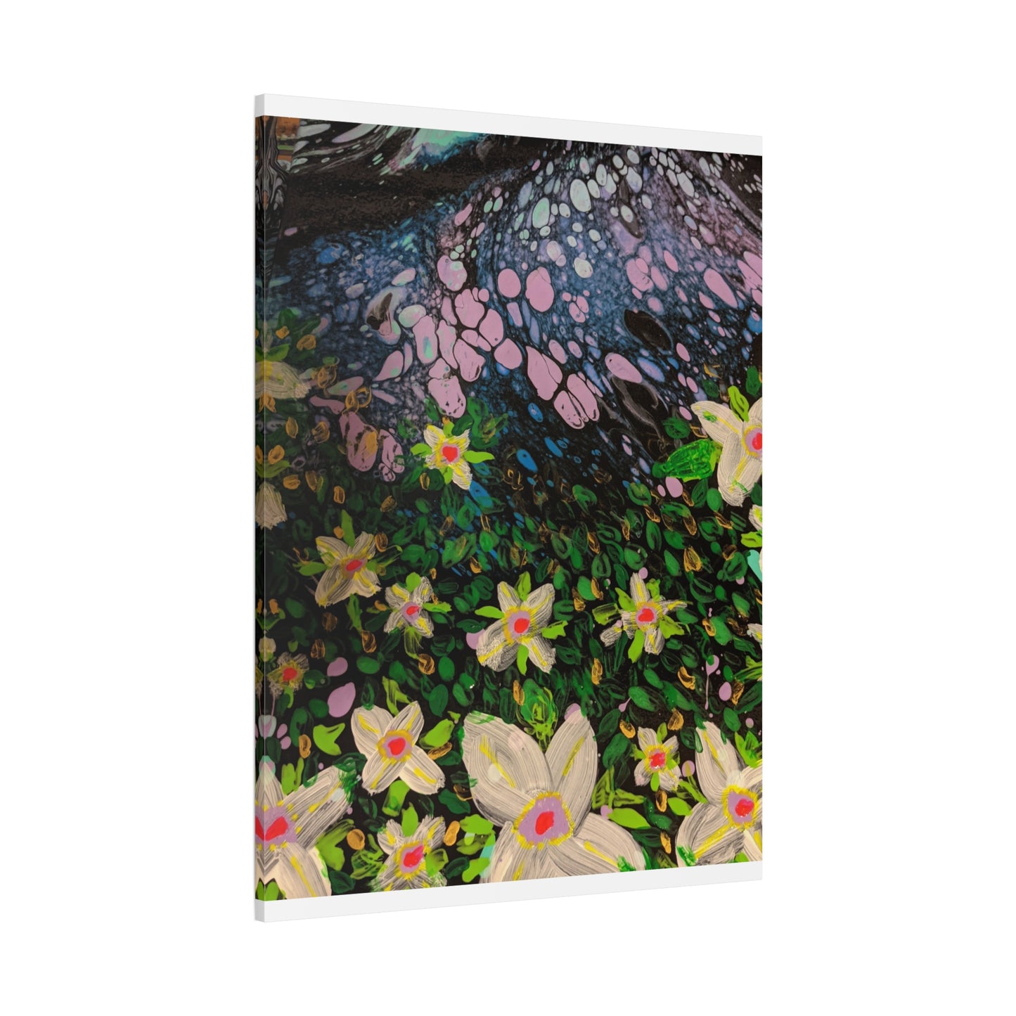Floetrol&Flowers - Night Pour Garden Matte Canvas Print — Stretched Wall Art