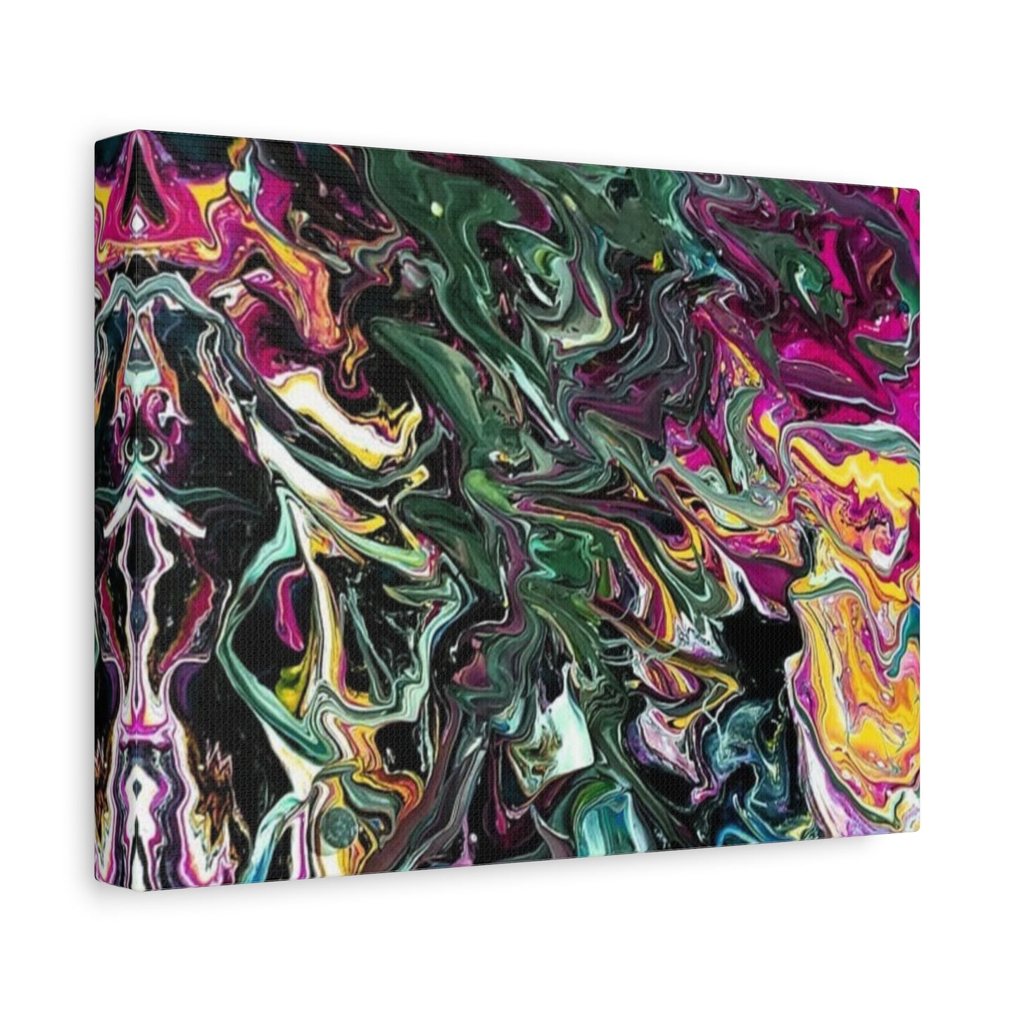 chaos in the garden - Abstract Fluid Art Matte Canvas Print - Colorful Swirl Wall Art