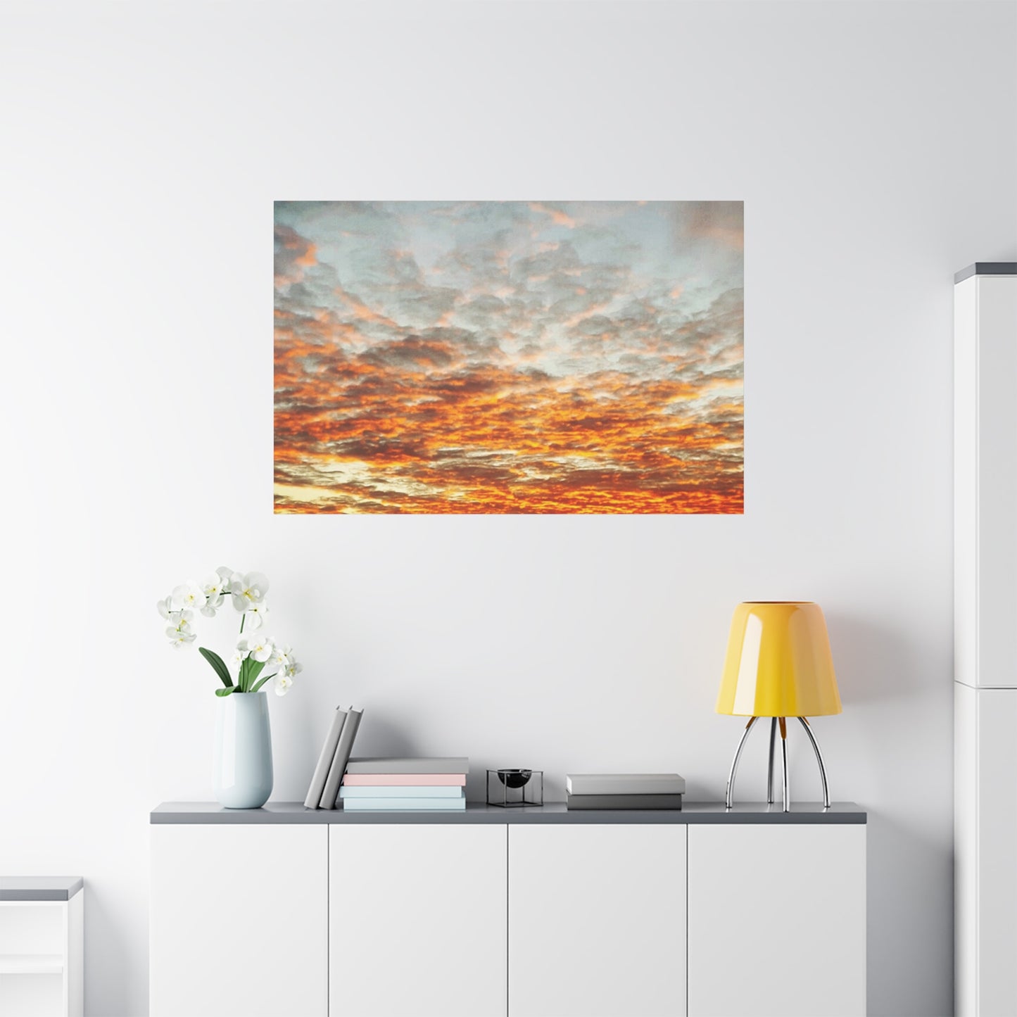 Sunset Sky Canvas Print — Orange Cloudscape Matte Stretched Wall Art