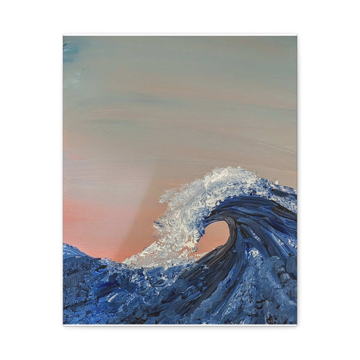 California_Coast - Ocean Wave Canvas Art — Blue Wave Seascape Matte Stretched Canvas