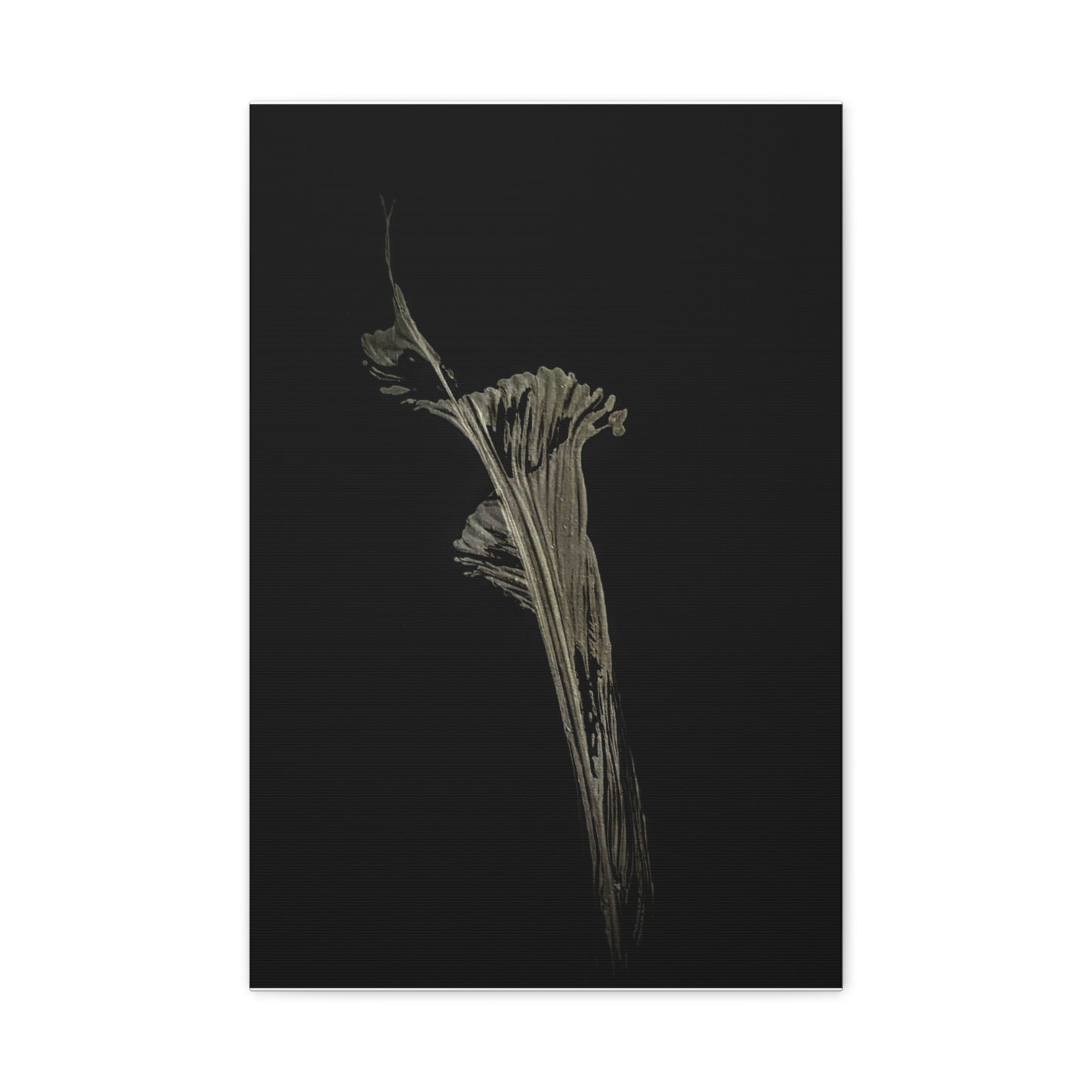 Calla Lilly - Minimalist Botanical Canvas Print — Monochrome Flower Art on Black Matte