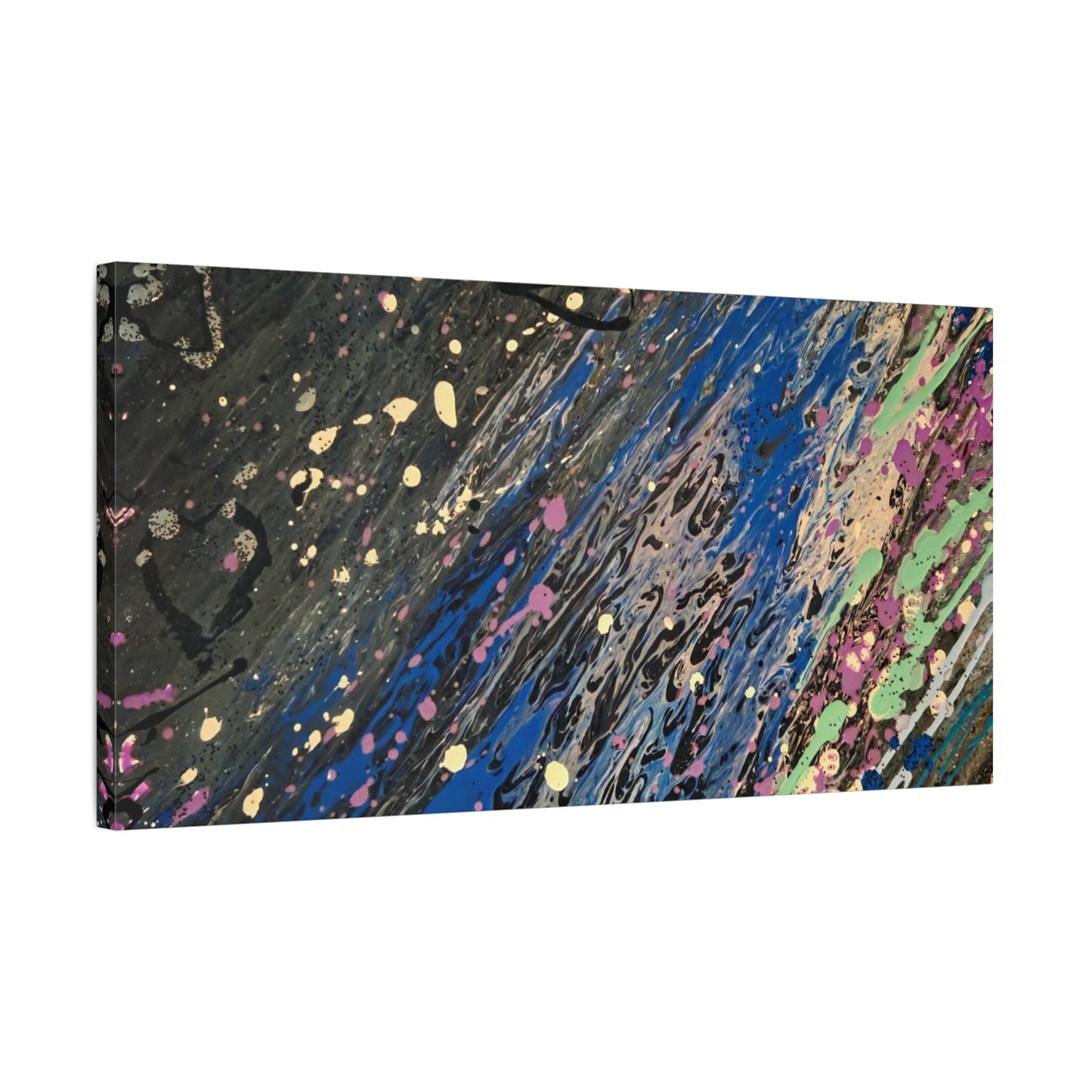 Abstract Splatter Matte Canvas Print — Colorful Fluid Art Wall Decor, Stretched 1.25"