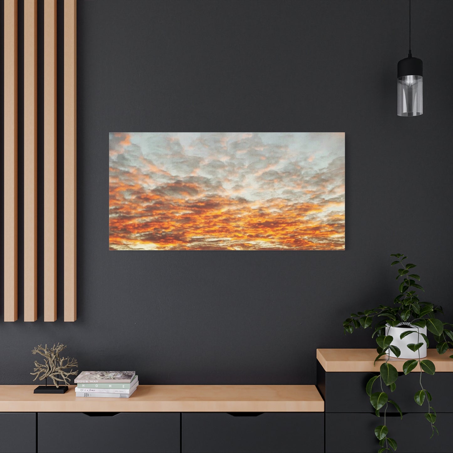Sunset Sky Canvas Print — Orange Cloudscape Matte Stretched Wall Art