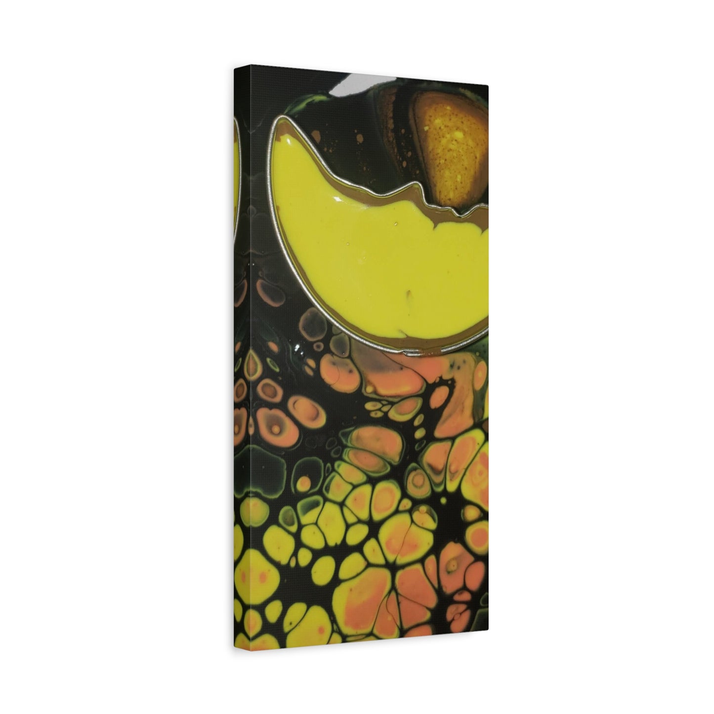 Abstract Fluid Art Canvas Print — Yellow & Black Cell Pour