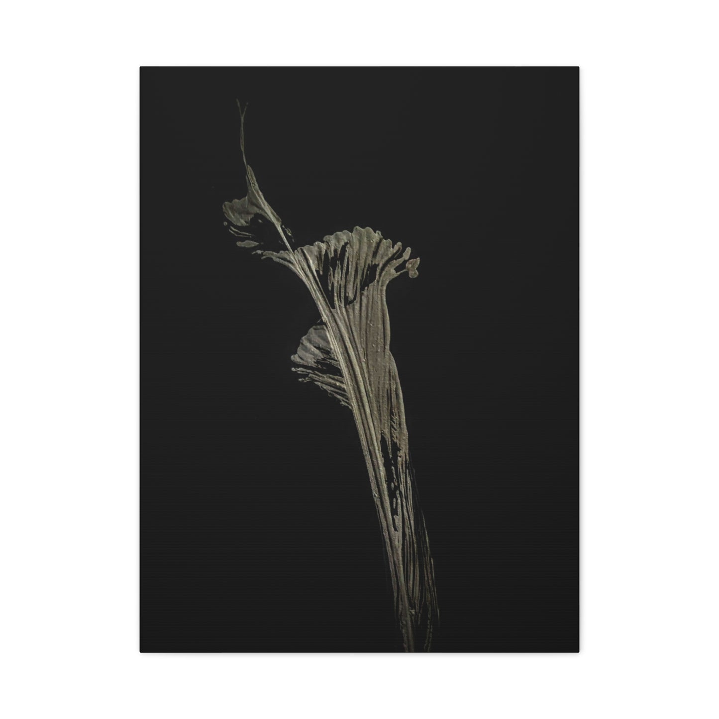Calla Lilly - Minimalist Botanical Canvas Print — Monochrome Flower Art on Black Matte