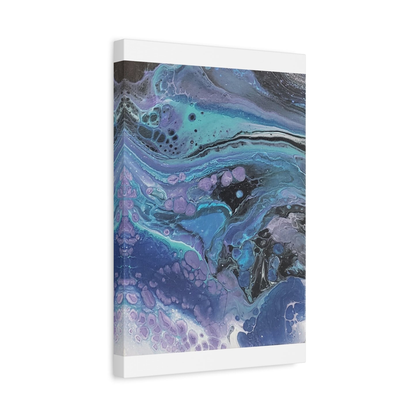 Abstract Ocean Wave Matte Canvas Print — Blue & Purple Fluid Art, Stretched 1.25"