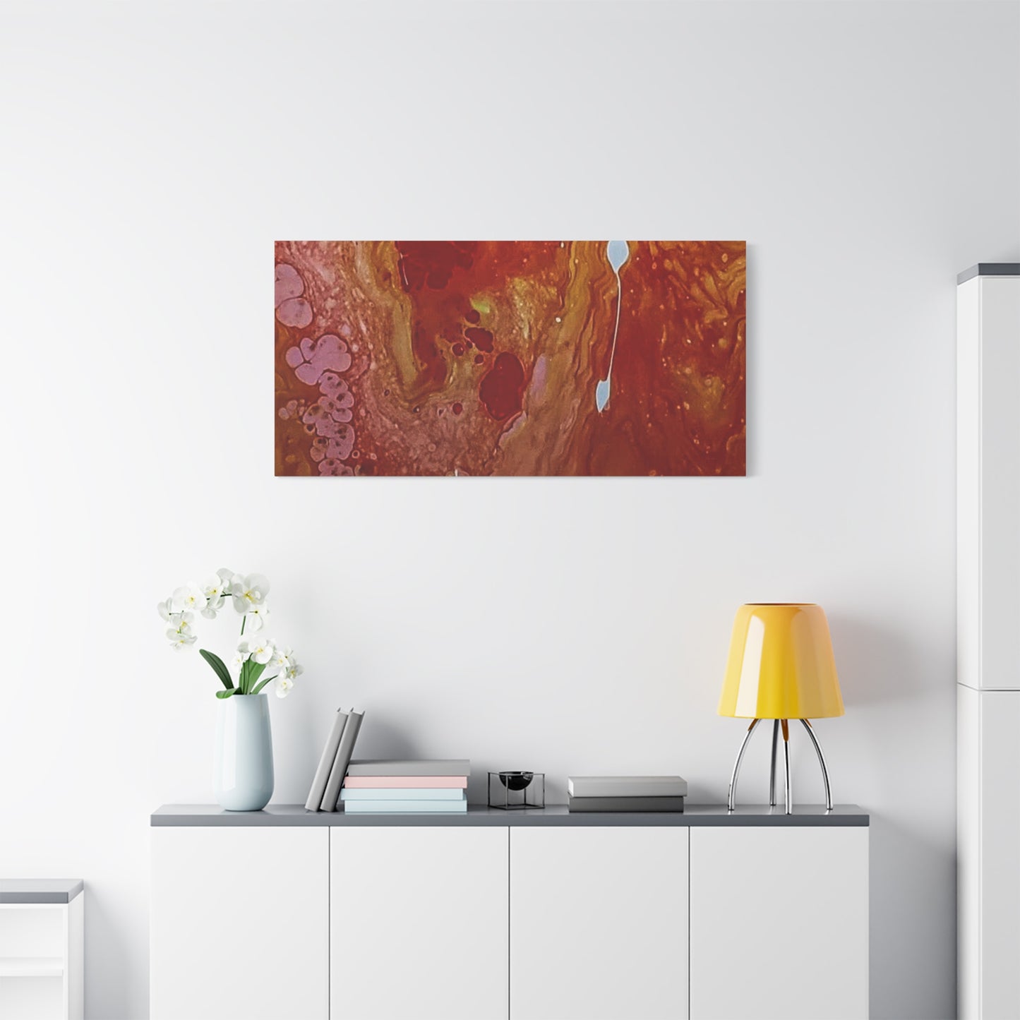 Abstract Red Fluid Art Canvas Print — Matte Stretched Wall Art