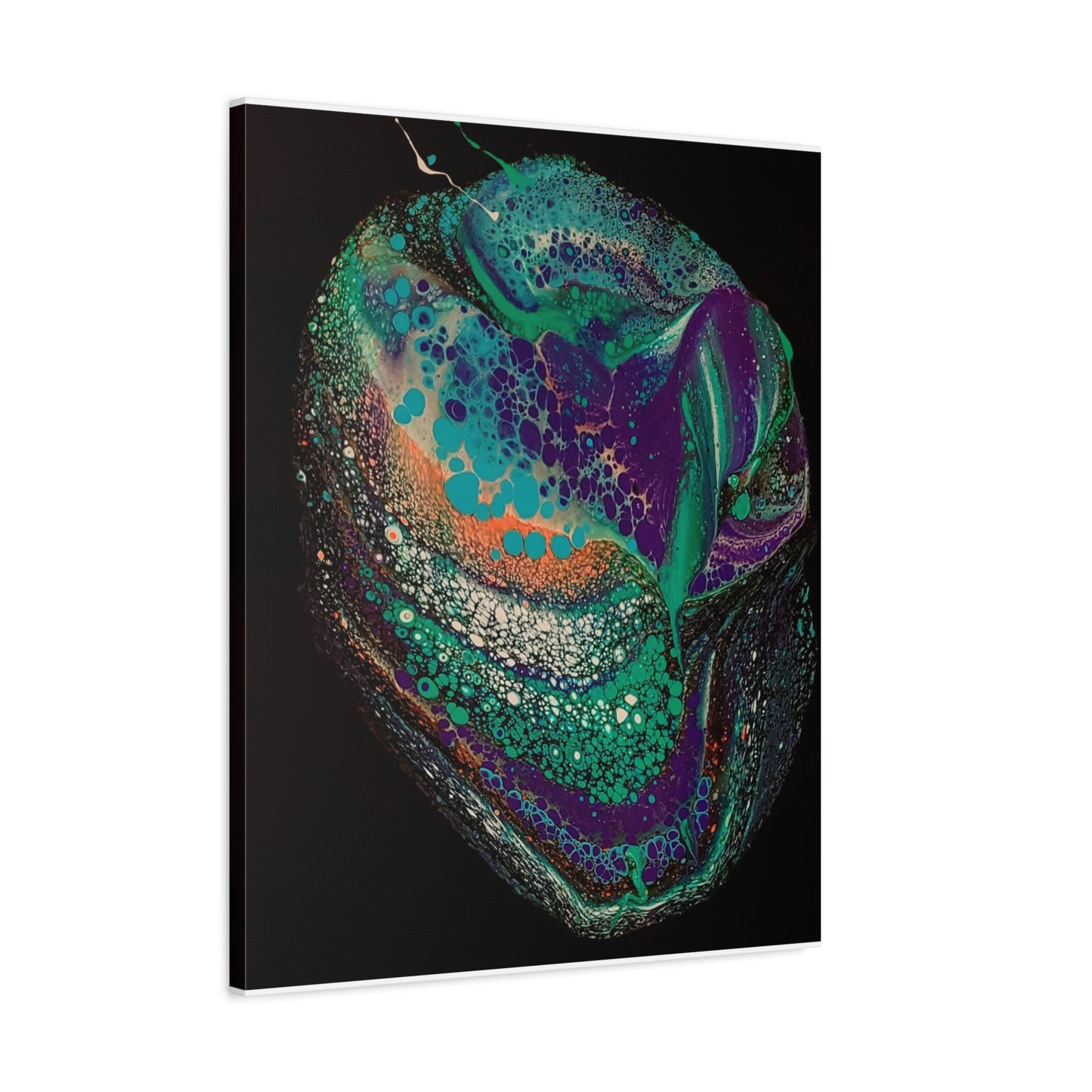 Abstract Fluid Art Canvas Print — Teal, Purple & Gold Swirl Matte Stretched Wall Art