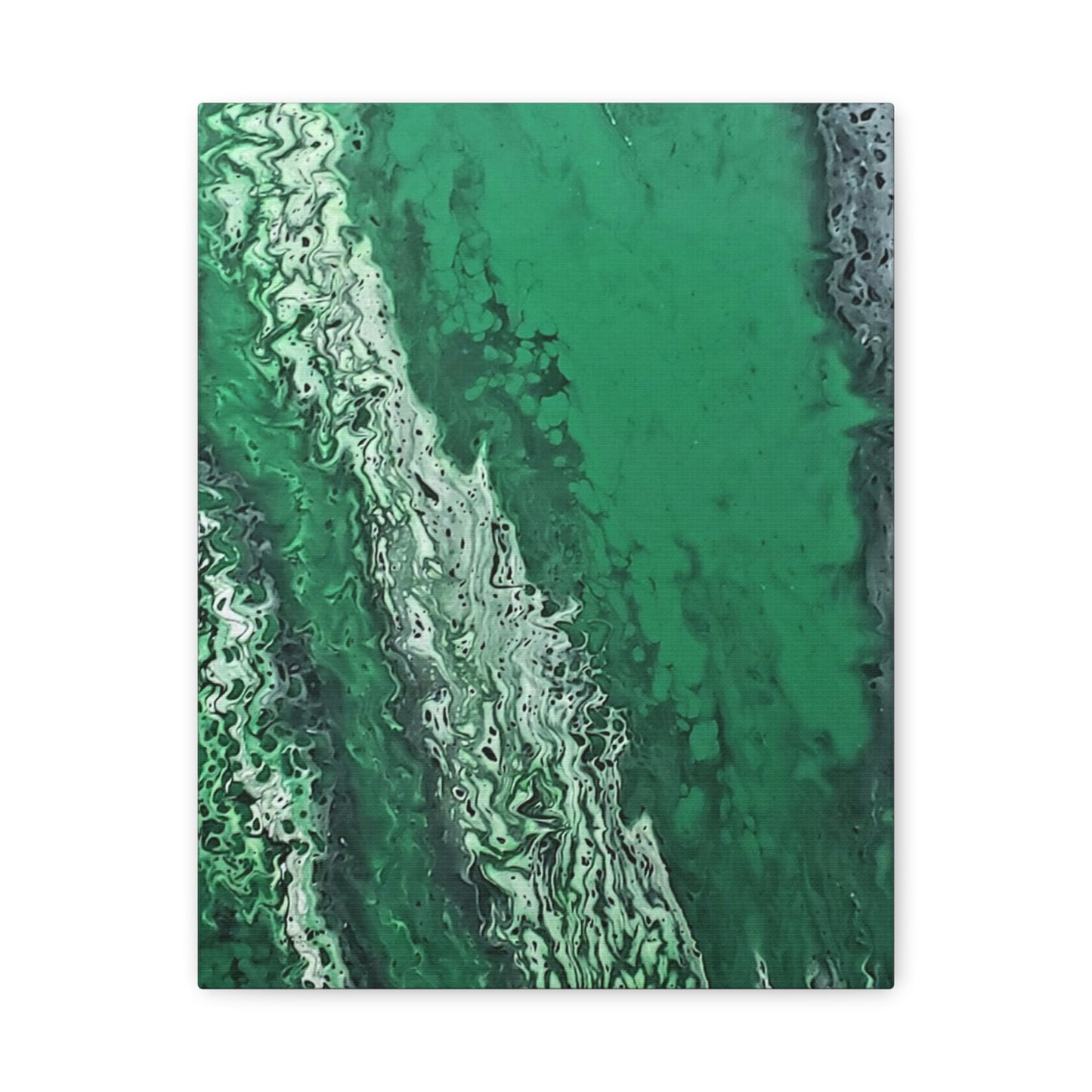 Emerald Wave Abstract Canvas Print — Matte Stretched Wall Art