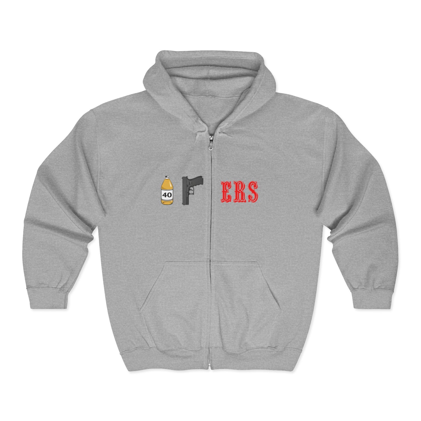 Zip Hoodie "40oz PERS" Graphic Full-Zip Hooded Sweatshirt — Urban Streetwear Gift