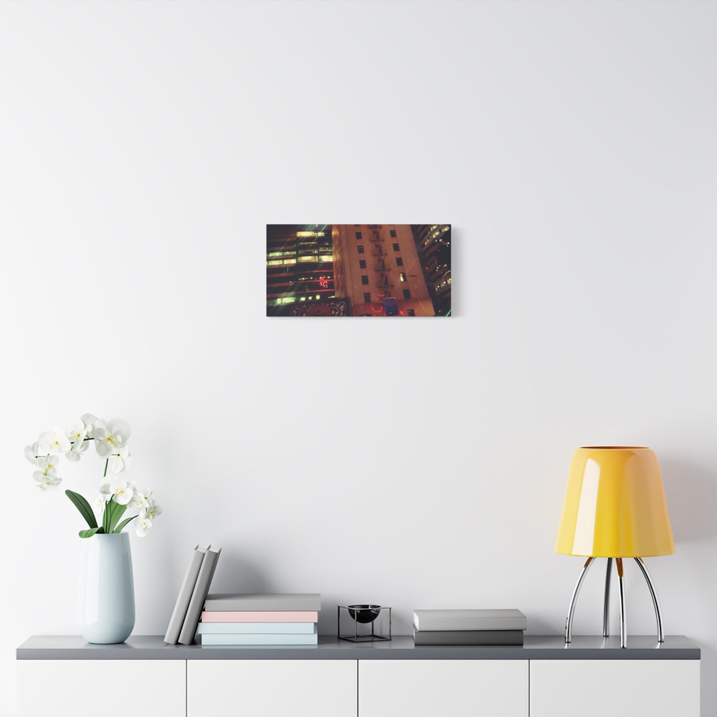 Hotel DeAnza - City Nightscape Canvas Print — Urban Street Art Building Matte Stretched 1.25"