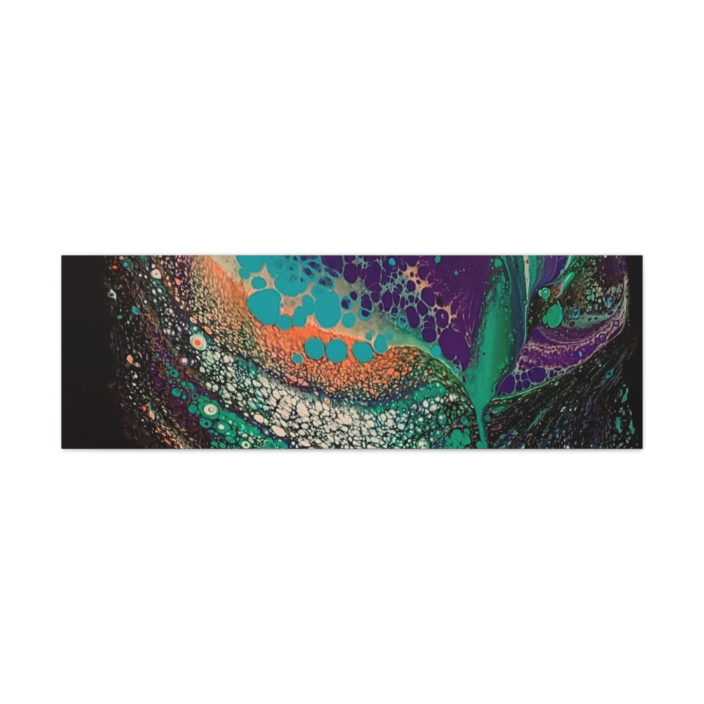 Abstract Fluid Art Canvas Print — Teal, Purple & Gold Swirl Matte Stretched Wall Art