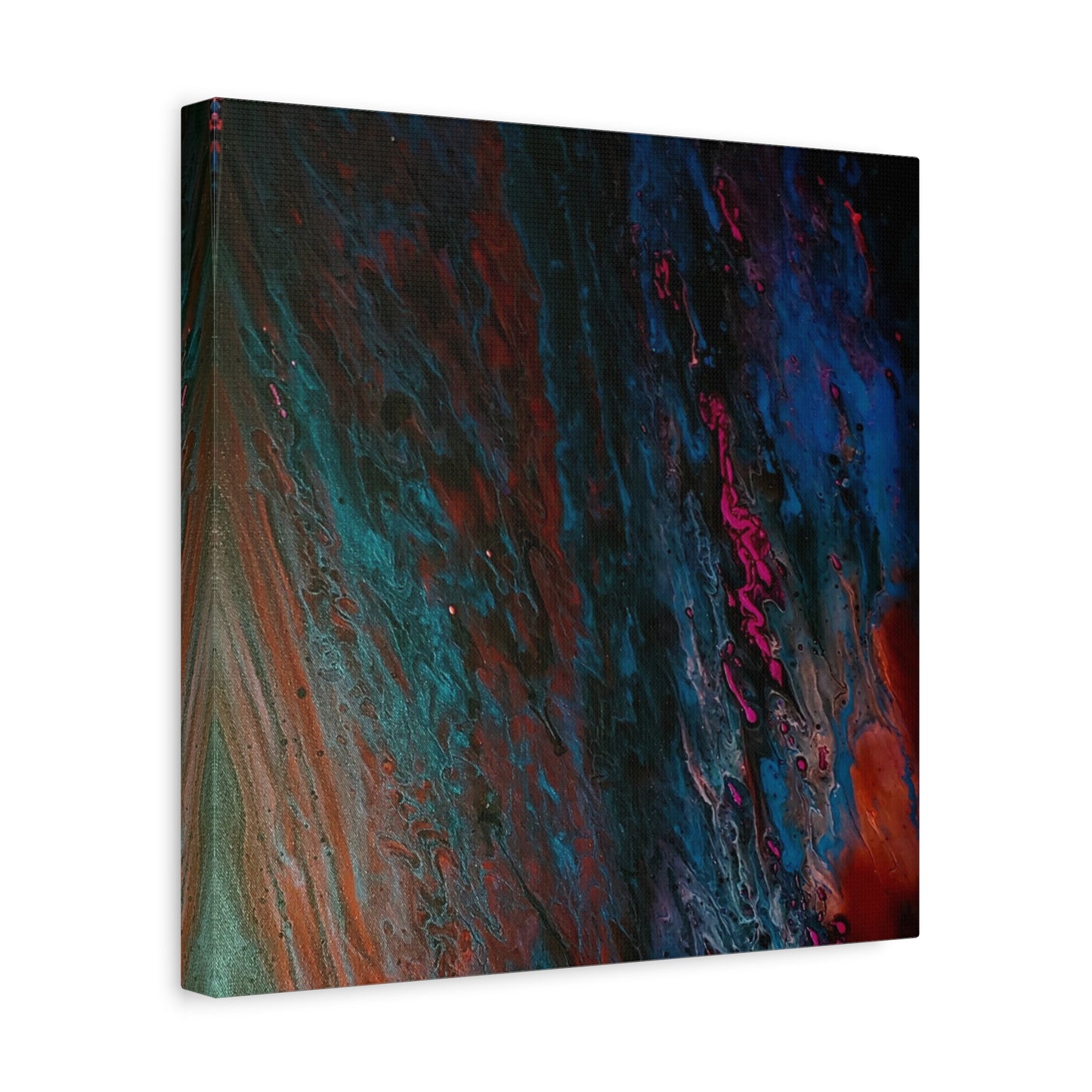 Abstract Fluid Art Canvas Wall Art - Jupiter pour — Vibrant Ocean Night Matte Stretched Canvas