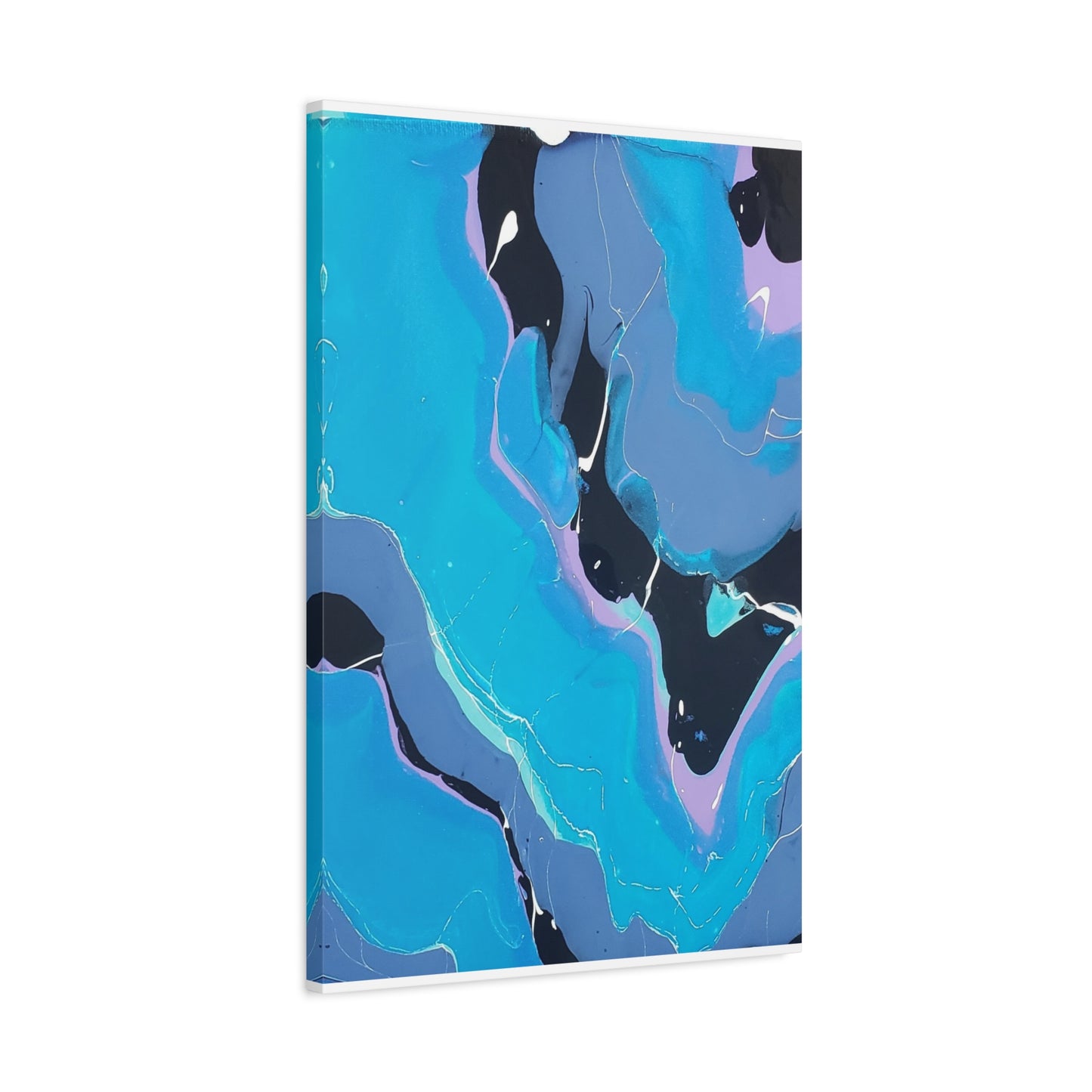 Abstract Blue Fluid Art Canvas Print — Matte Stretched Wall Art 1.25"