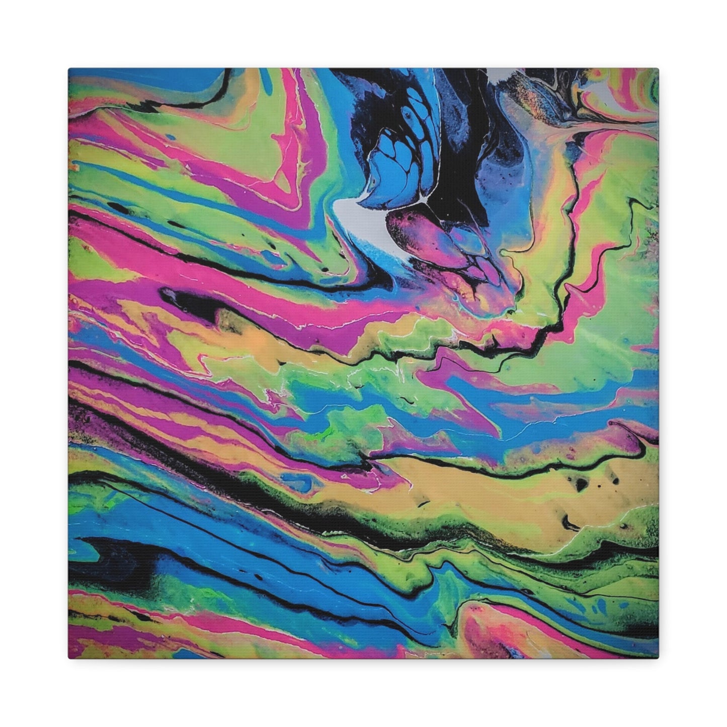 Abstract Neon Fluid Art Canvas Print — Vibrant Psychedelic Wall Decor