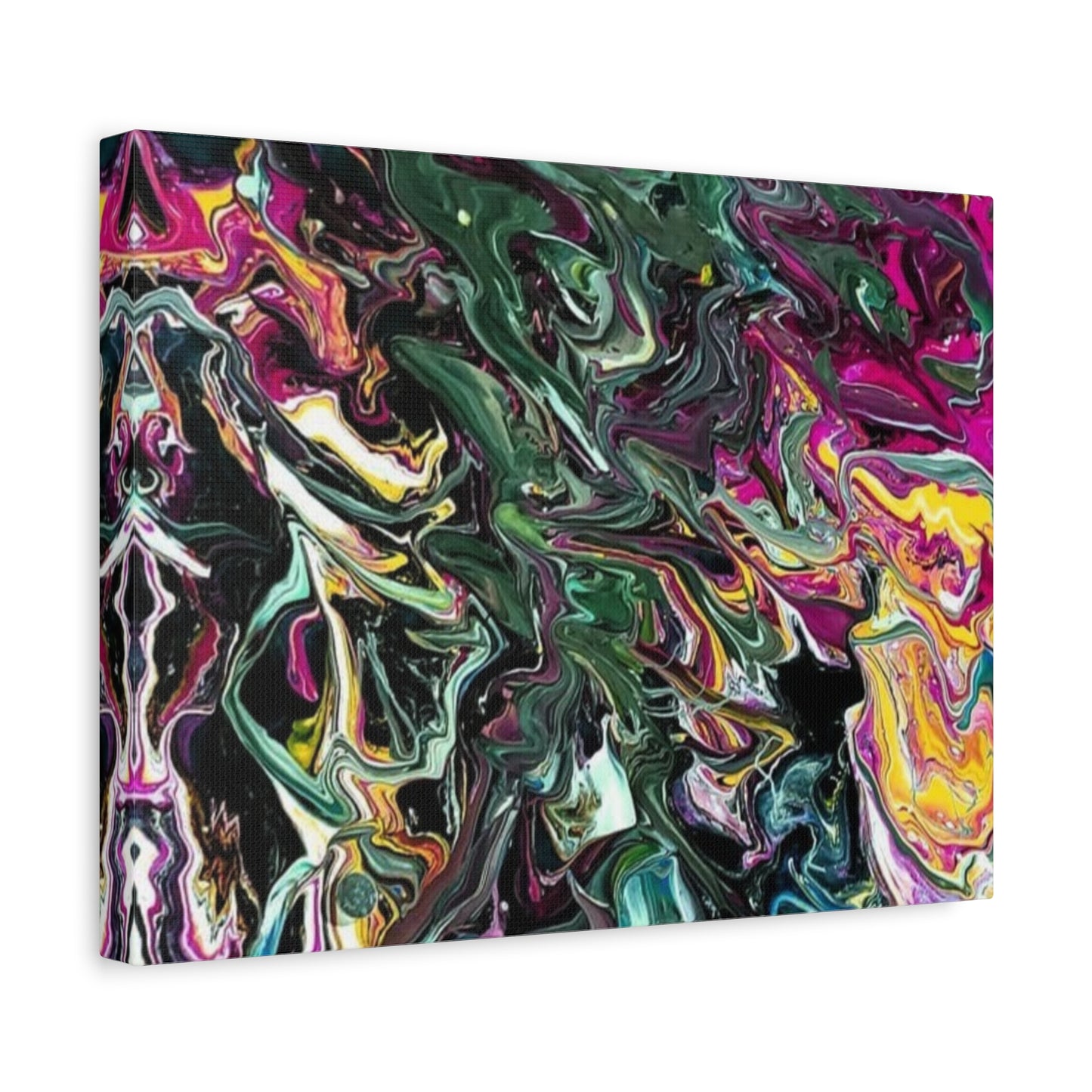 chaos in the garden - Abstract Fluid Art Matte Canvas Print - Colorful Swirl Wall Art